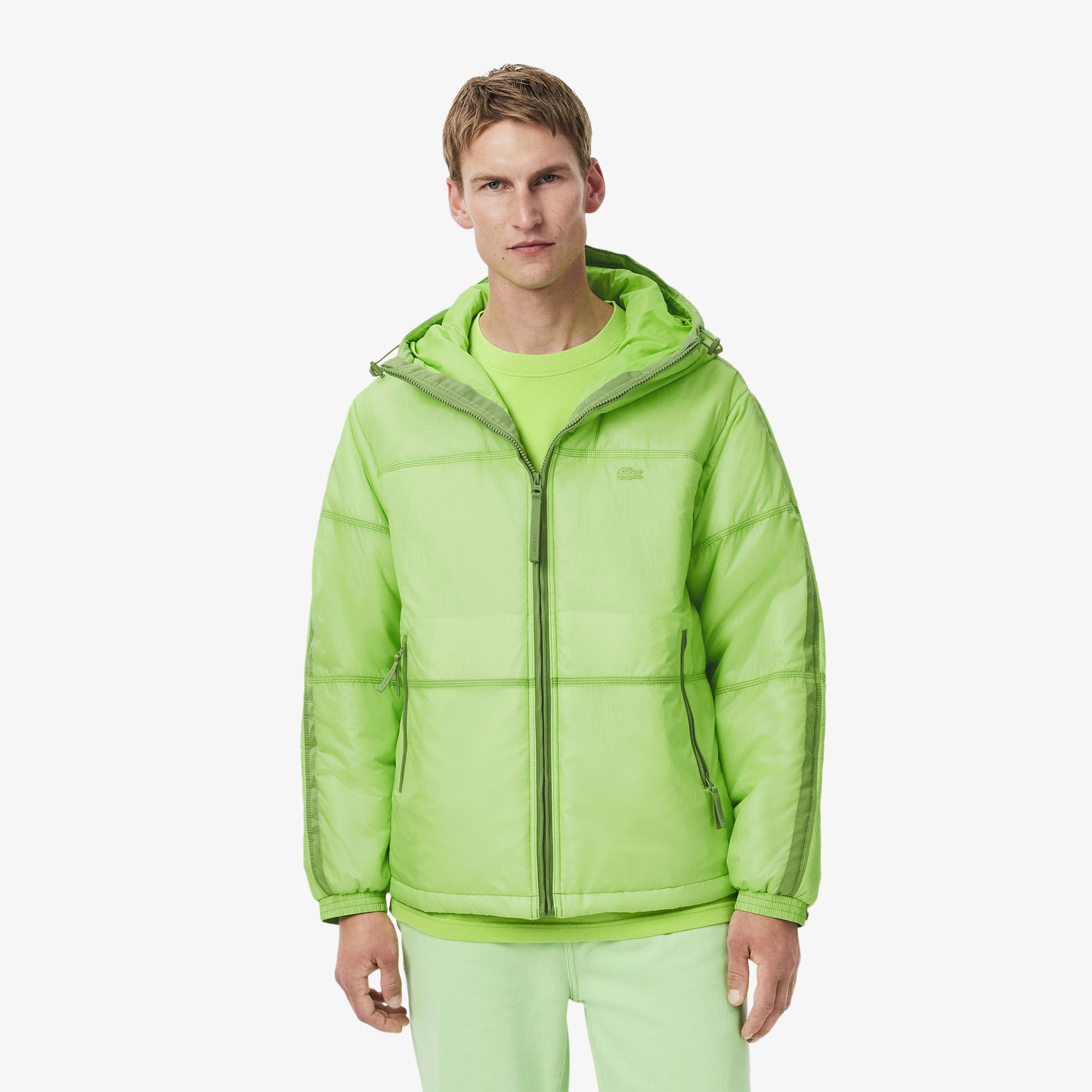 Relaxed Fit Erkek Kapüşonlu Yeşil Mont