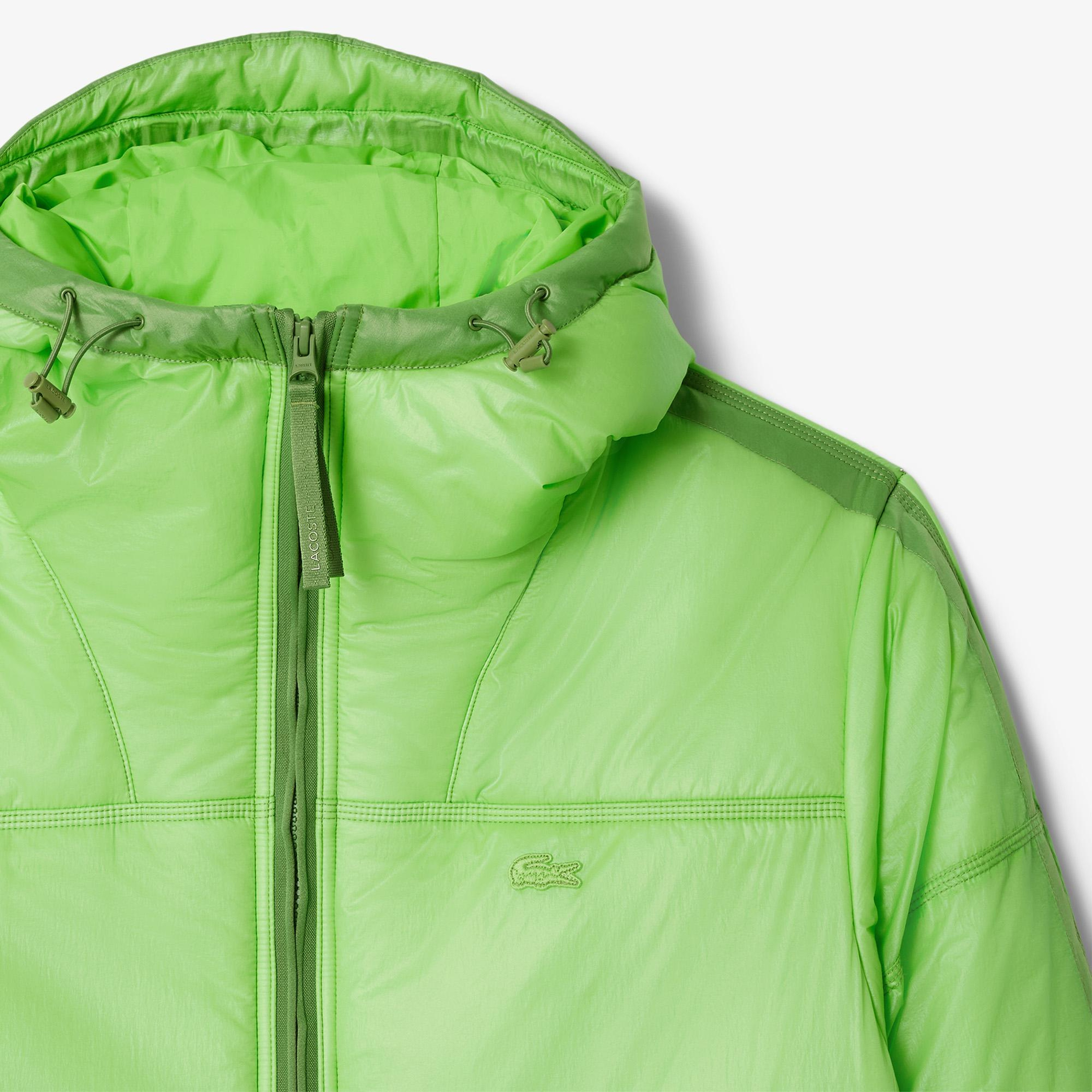 Relaxed Fit Erkek Kapüşonlu Yeşil Mont
