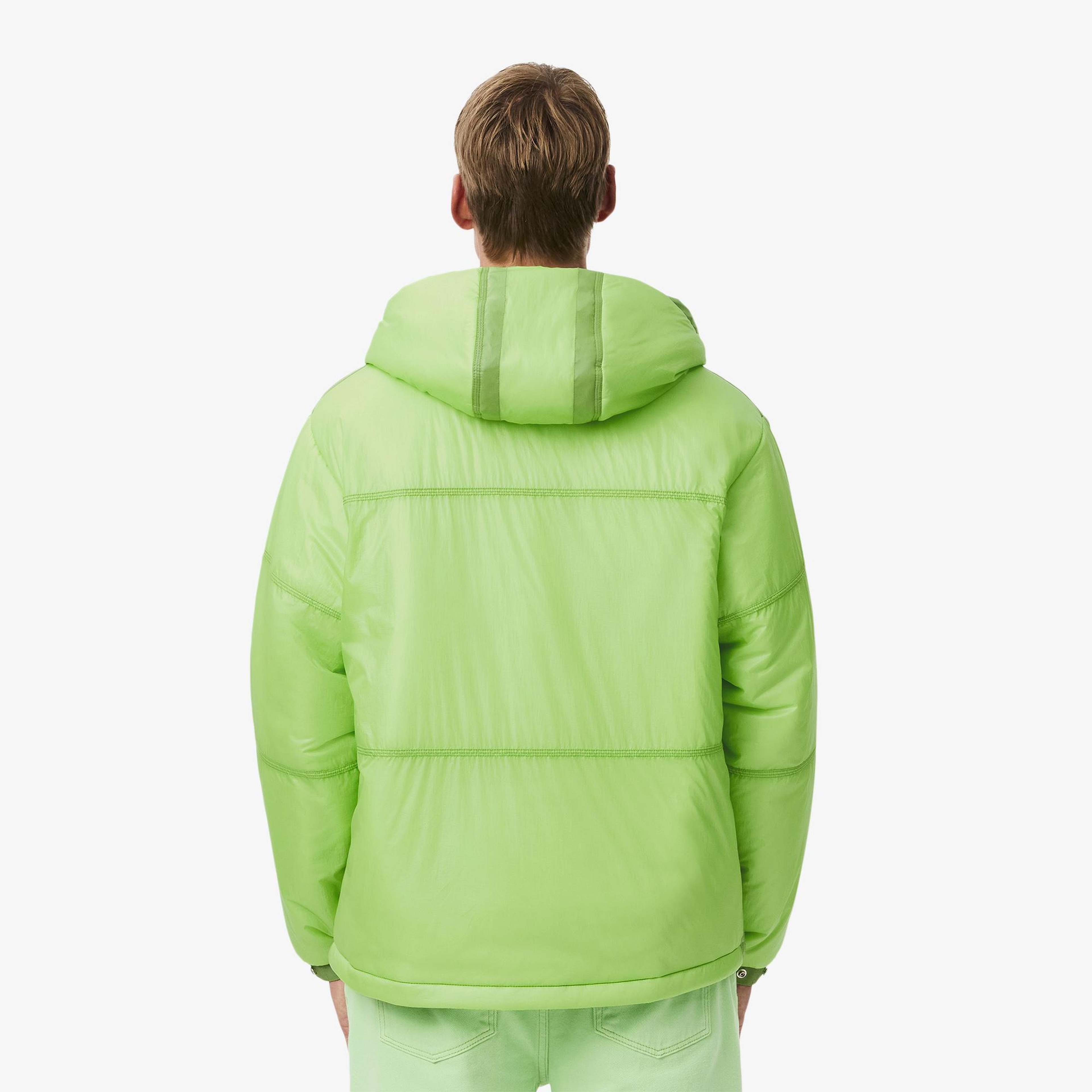 Relaxed Fit Erkek Kapüşonlu Yeşil Mont