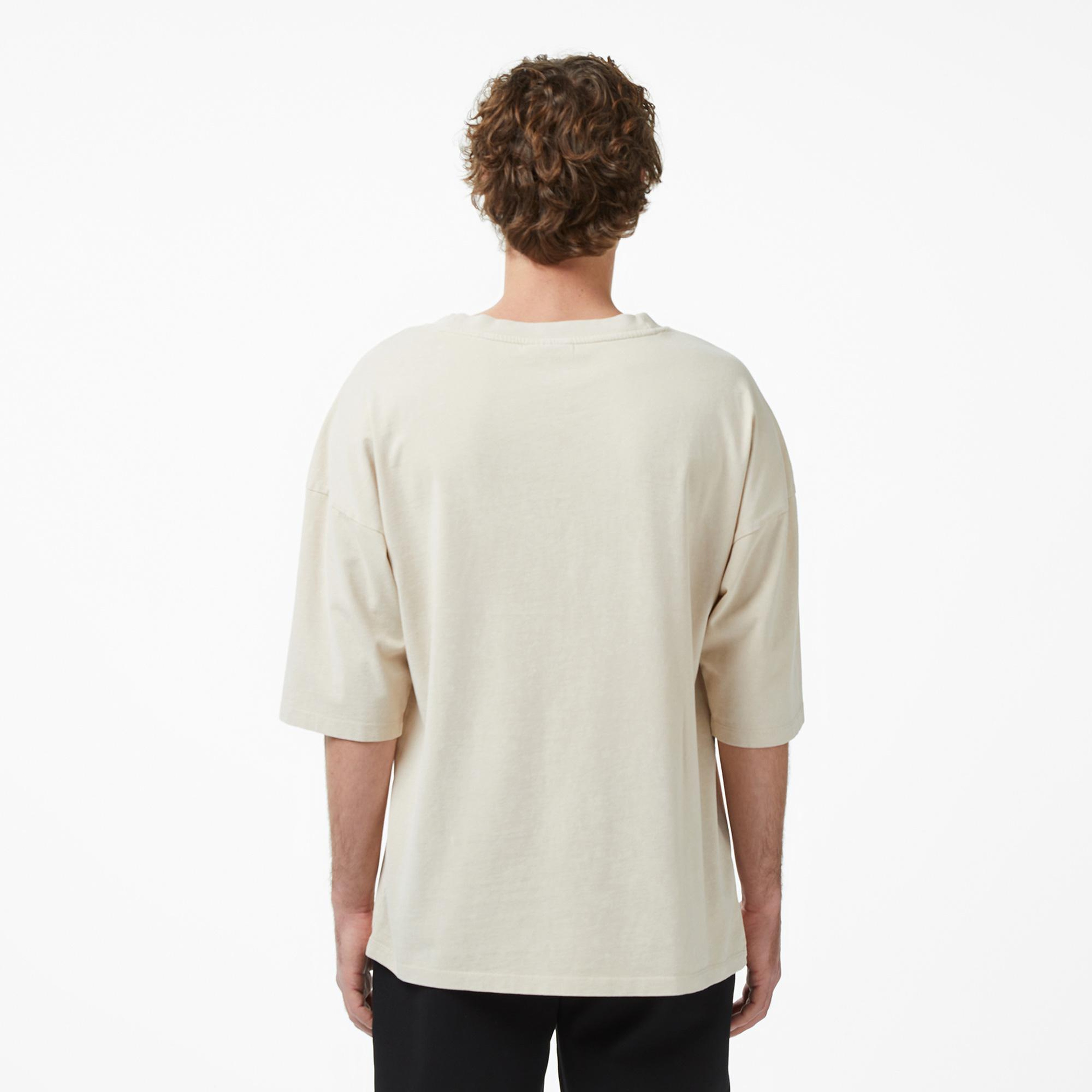 UNITED4 Oversize Fit Erkek Krem T-Shirt