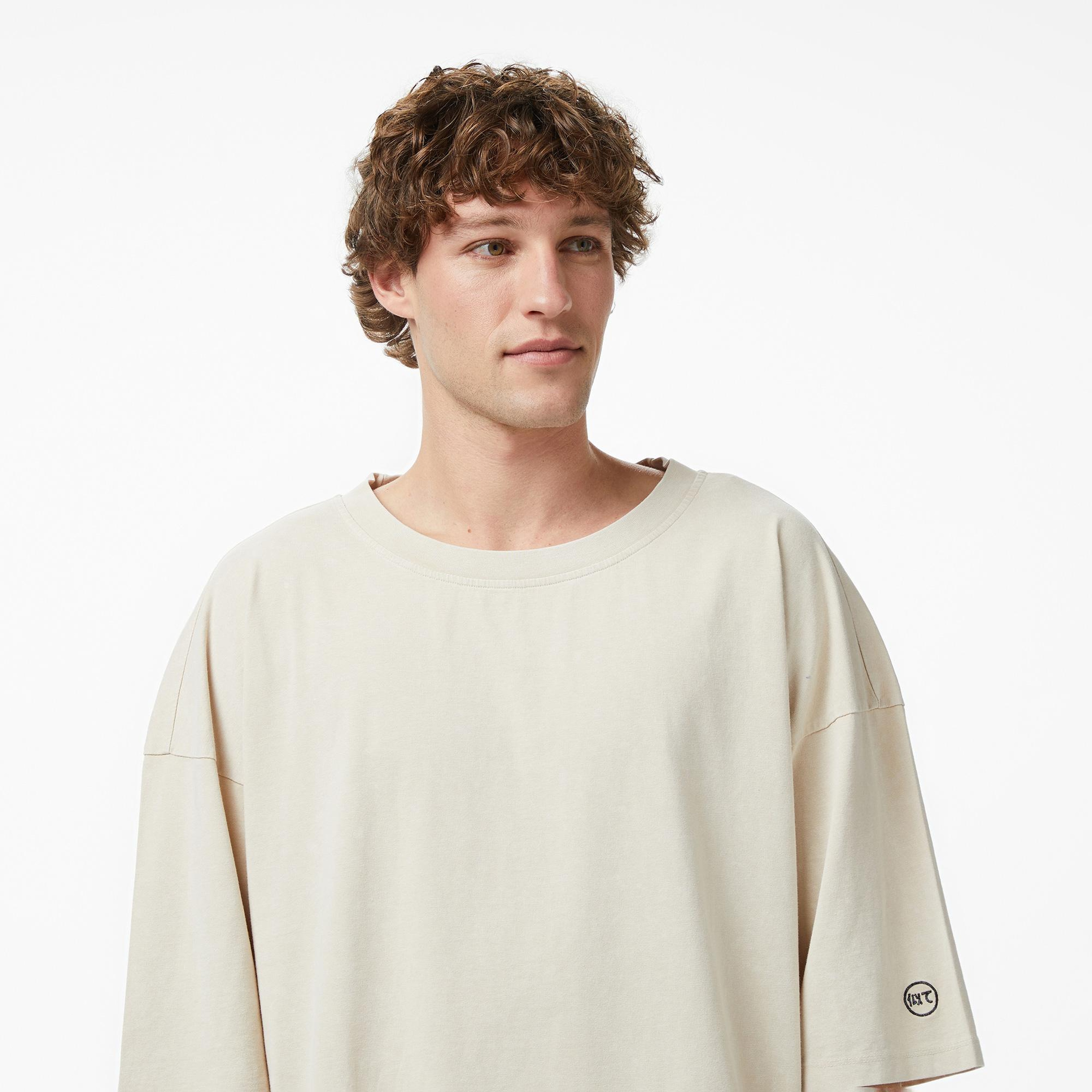 UNITED4 Oversize Fit Erkek Krem T-Shirt