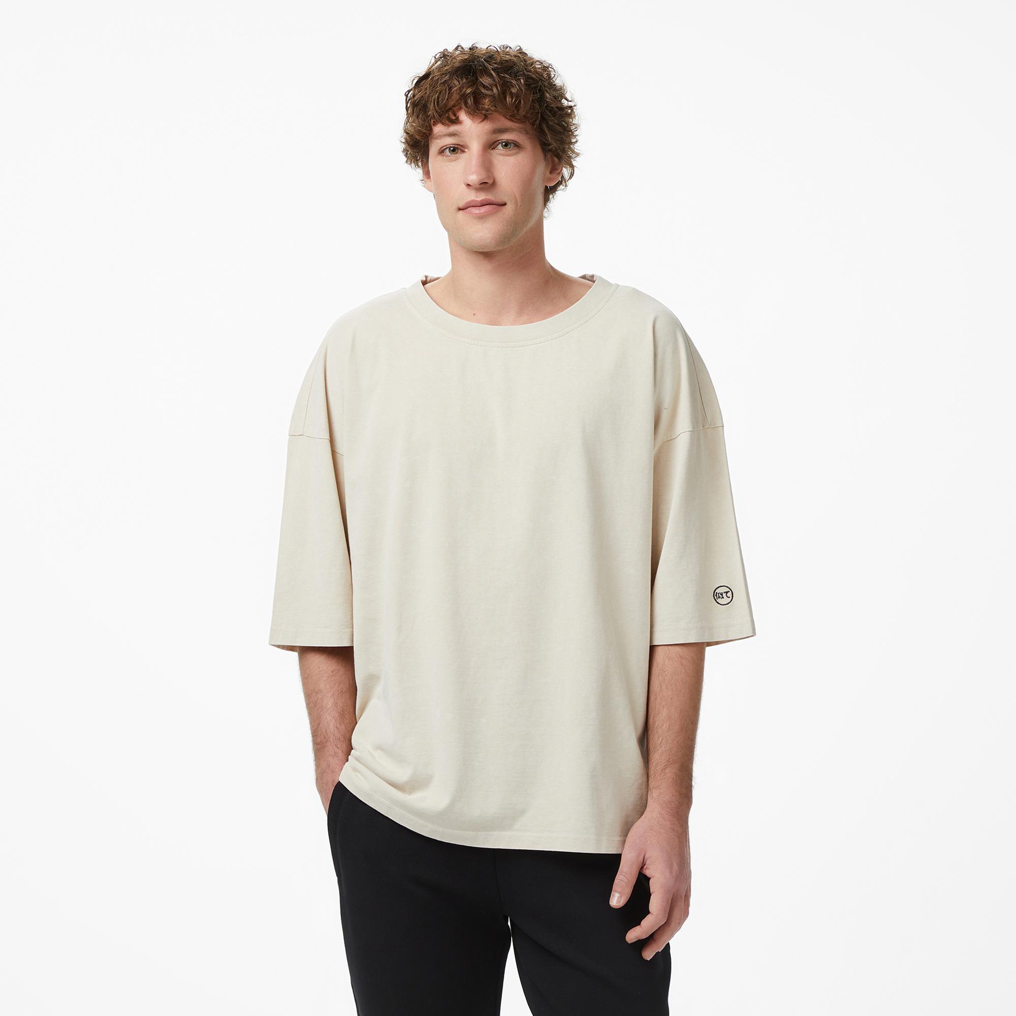 UNITED4 Oversize Fit Erkek Krem T-Shirt