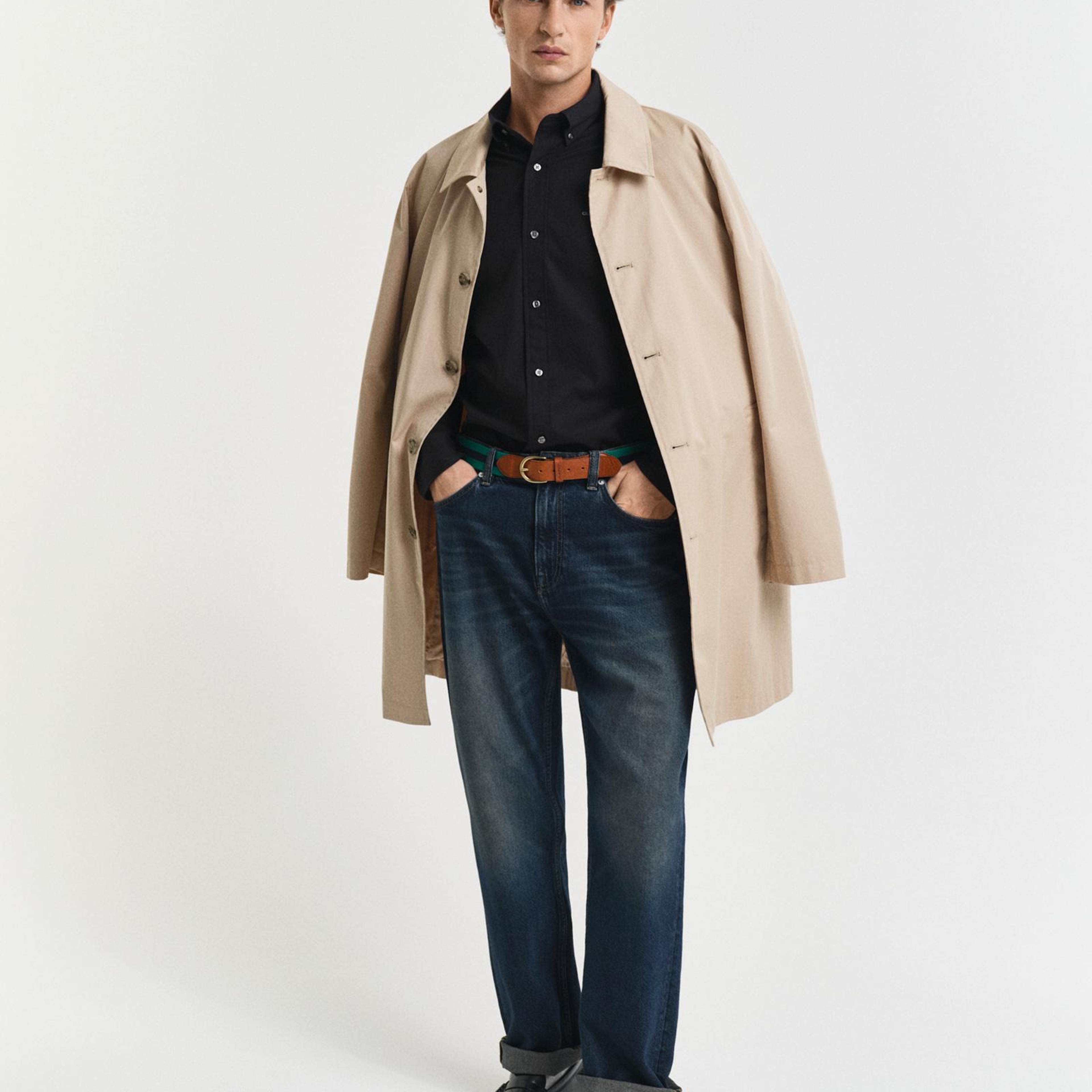 GANT Erkek Siyah Slim Fit Düğmeli Yaka Oxford Gömlek