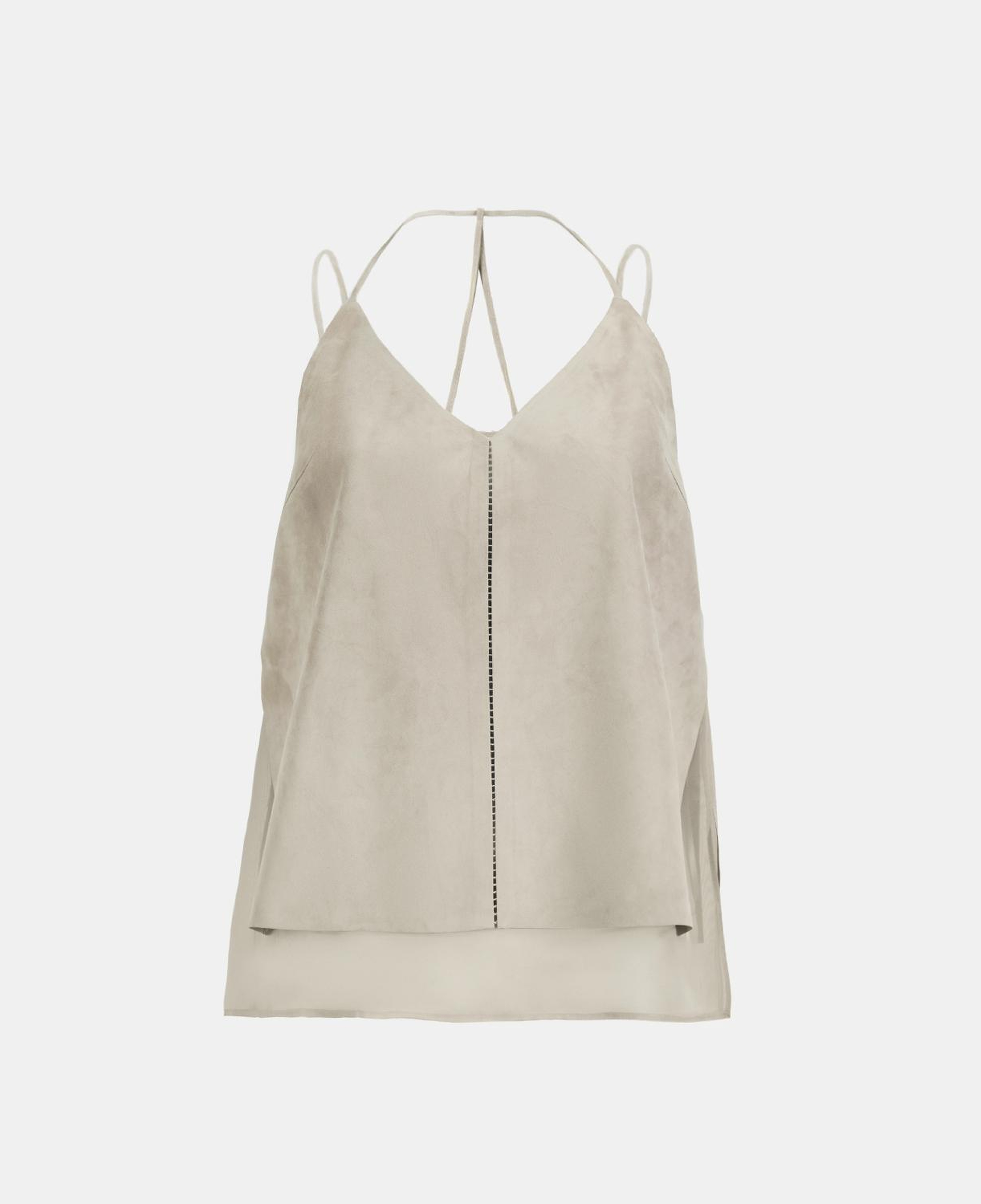 Kadın Pudra Askılı V Yaka Süet Bluz