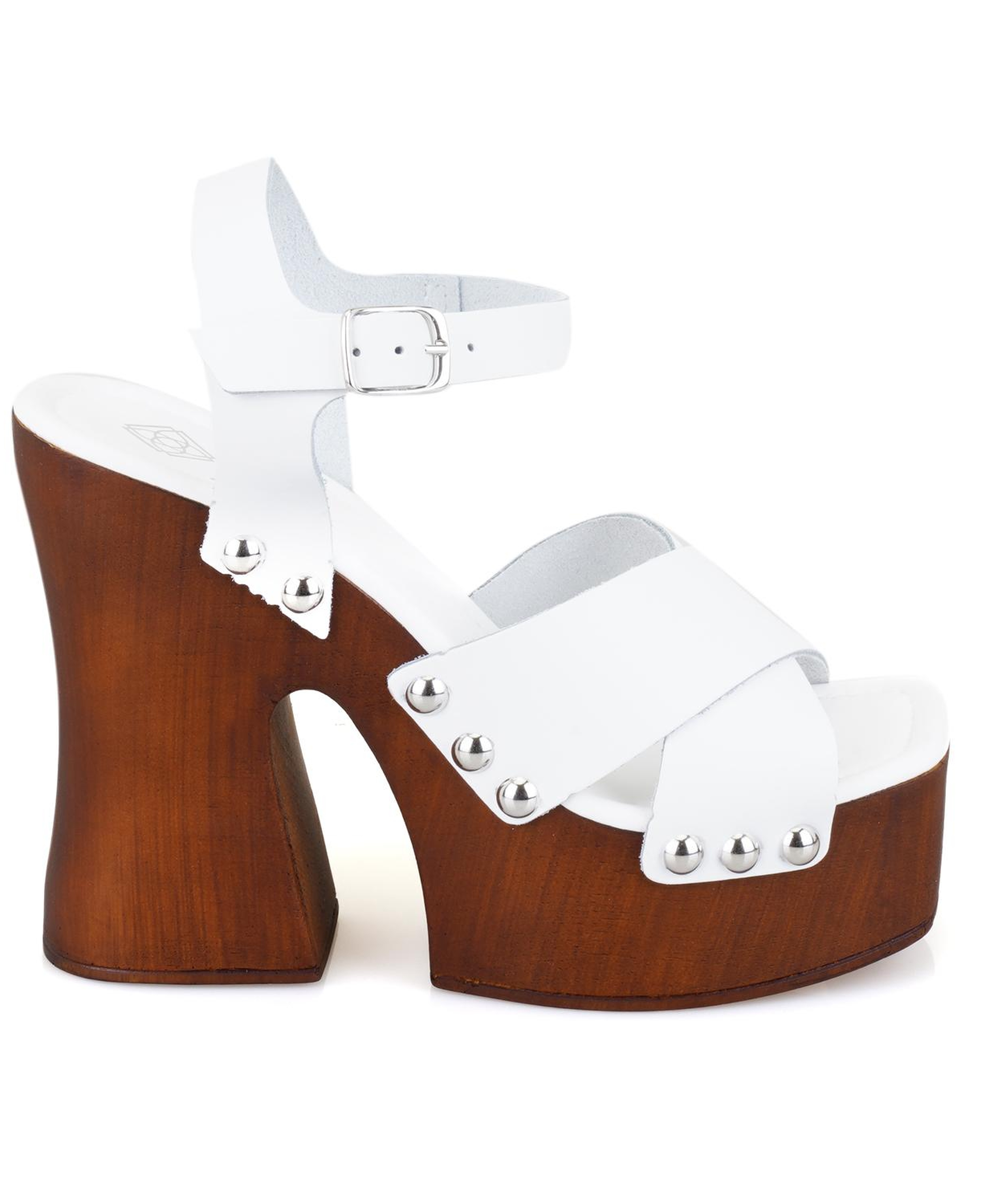 Kadın Beyaz Platform Topuklu Deri Sandalet