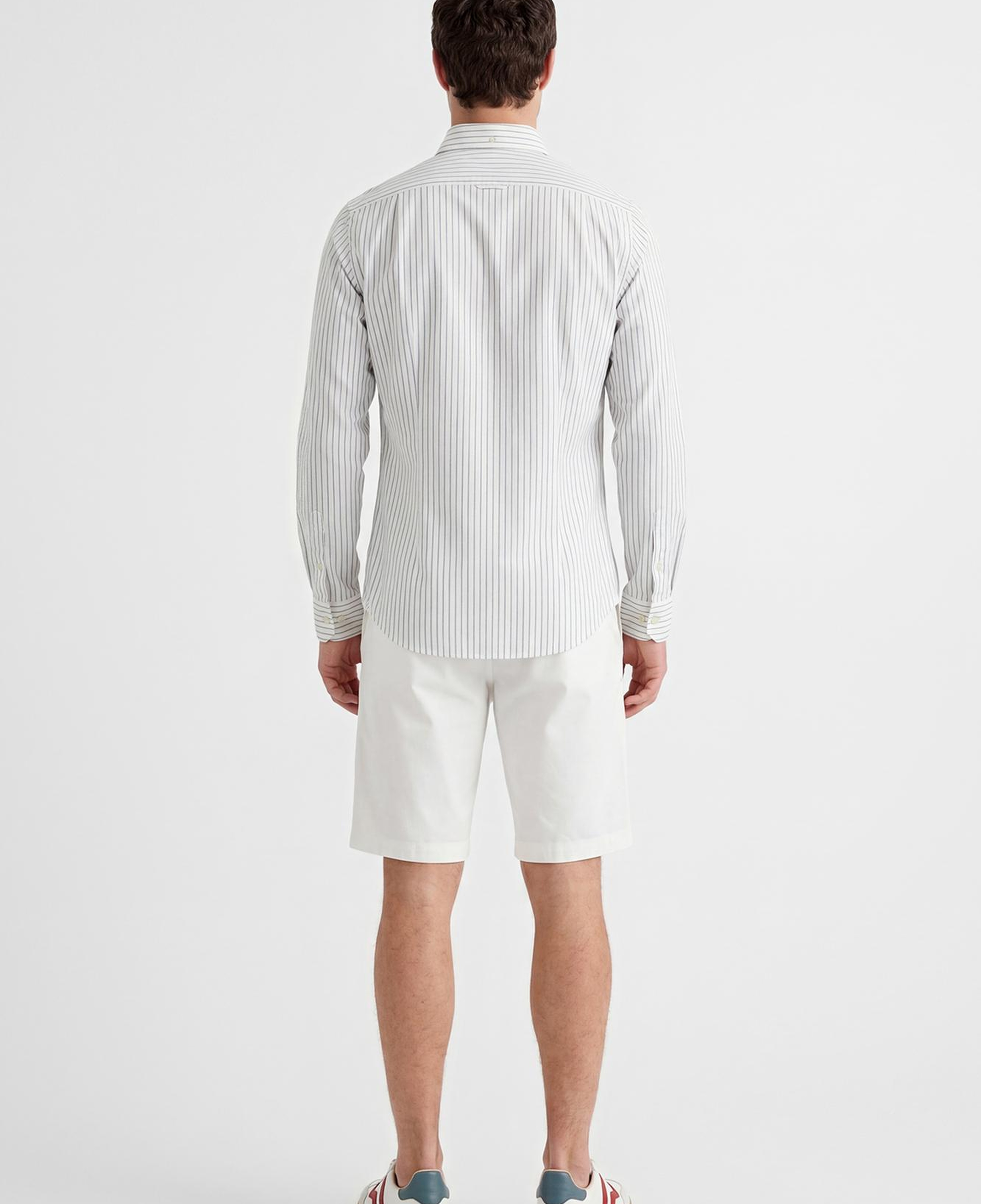 GANT Erkek Beyaz Slim Fit Çizgili Logolu Gömlek