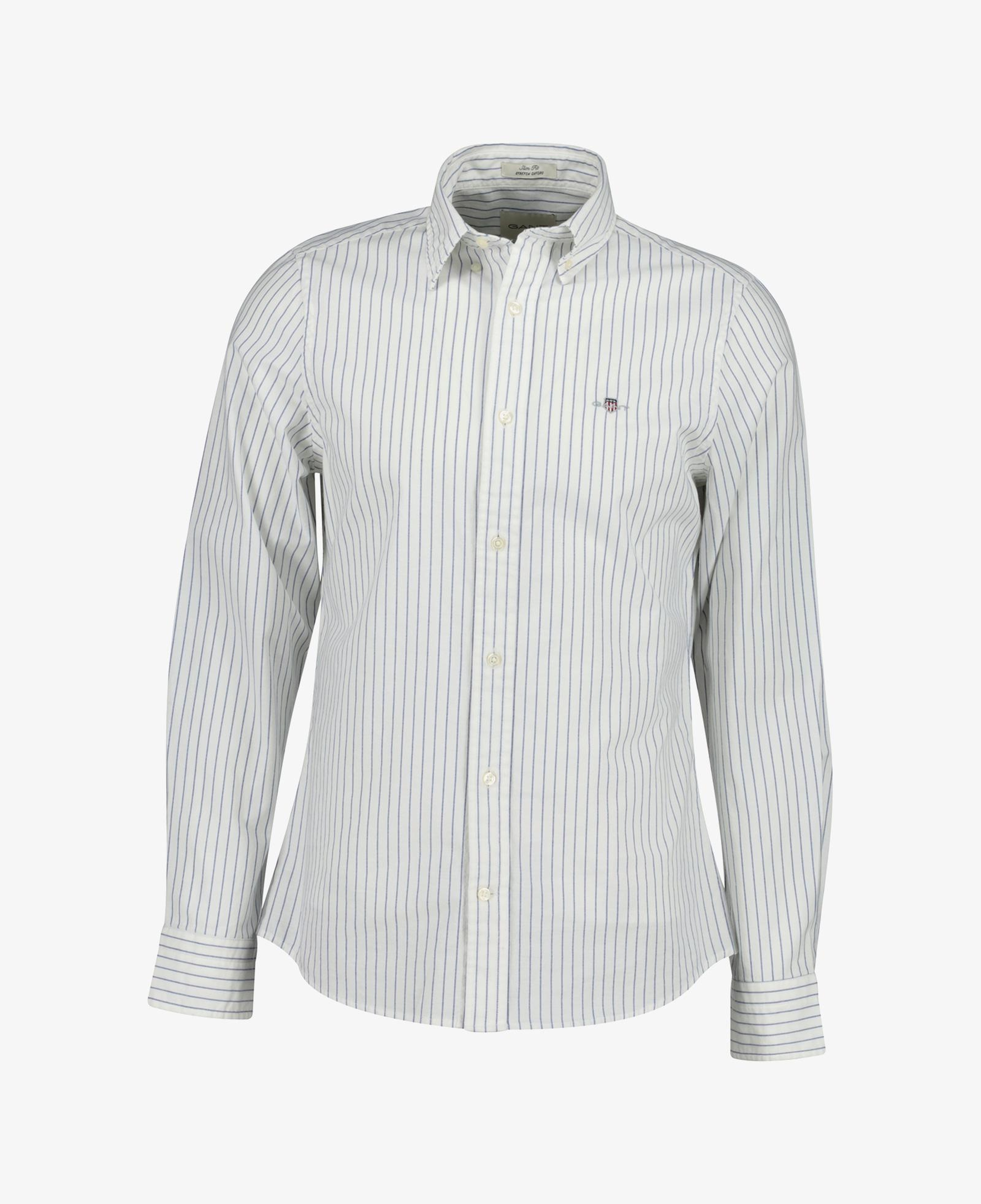 GANT Erkek Beyaz Slim Fit Çizgili Logolu Gömlek
