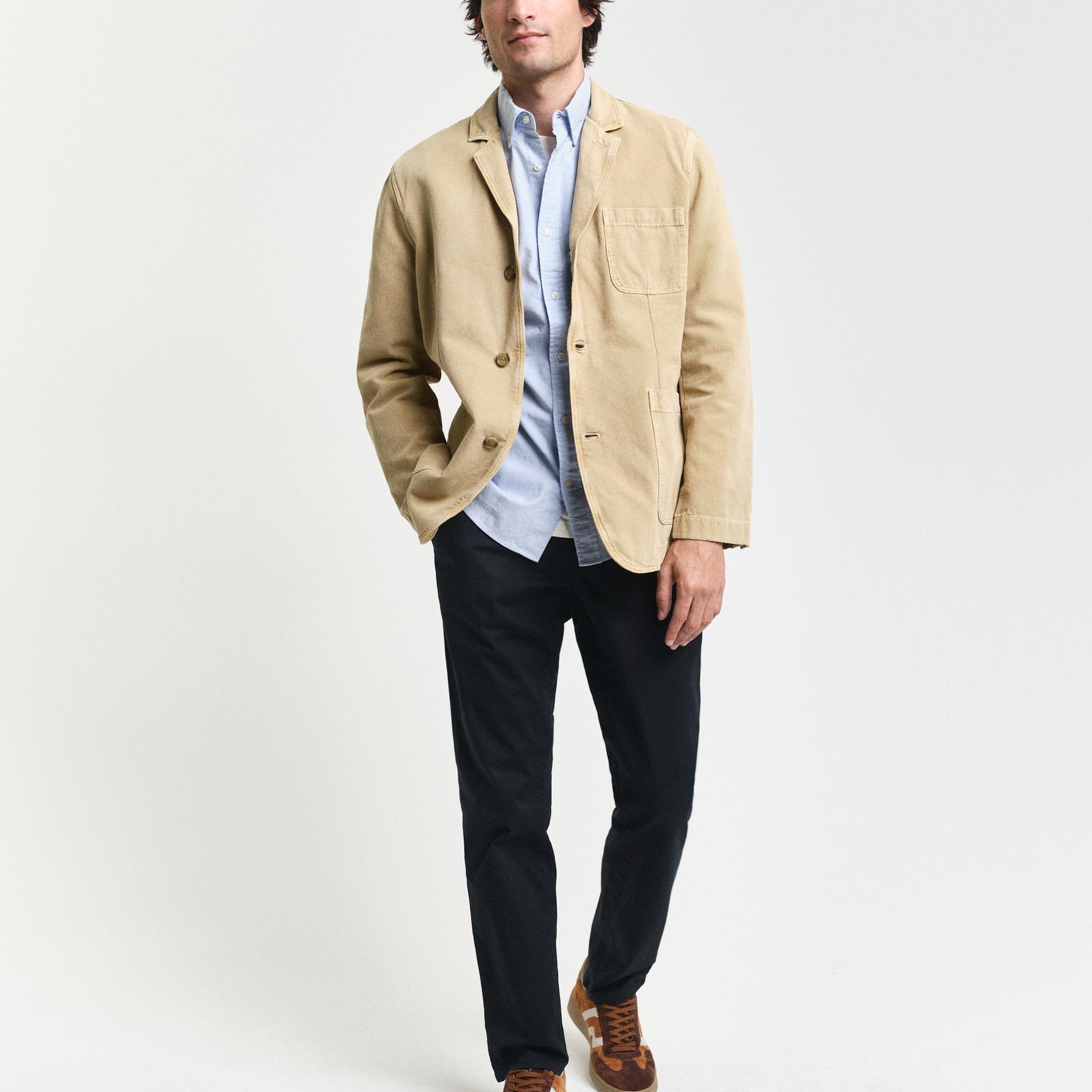 GANT Erkek Mavi Slim Fit Klasik Yaka Oxford Gömlek