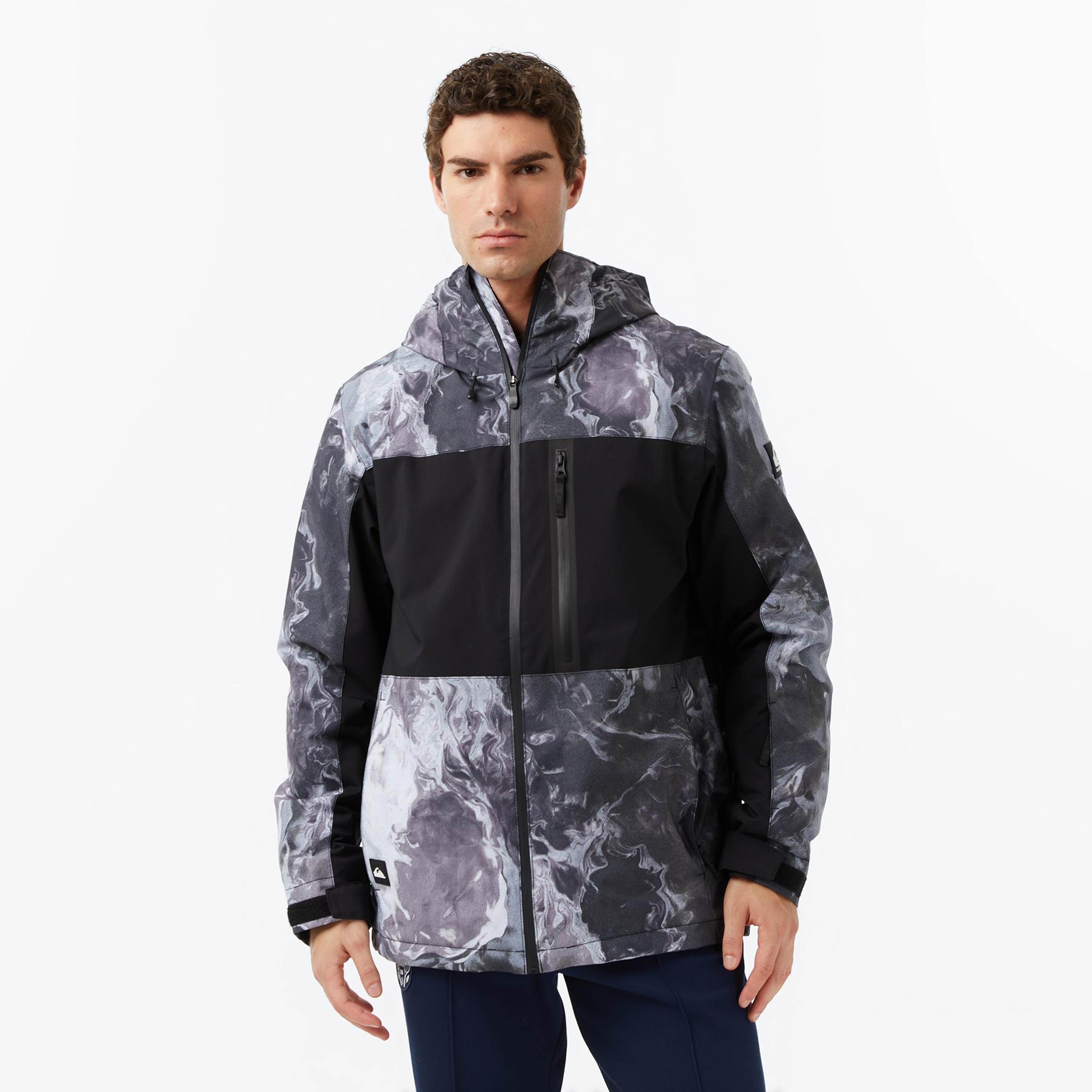Quiksilver Sycamore Printed Erkek Gri Kayak Montu