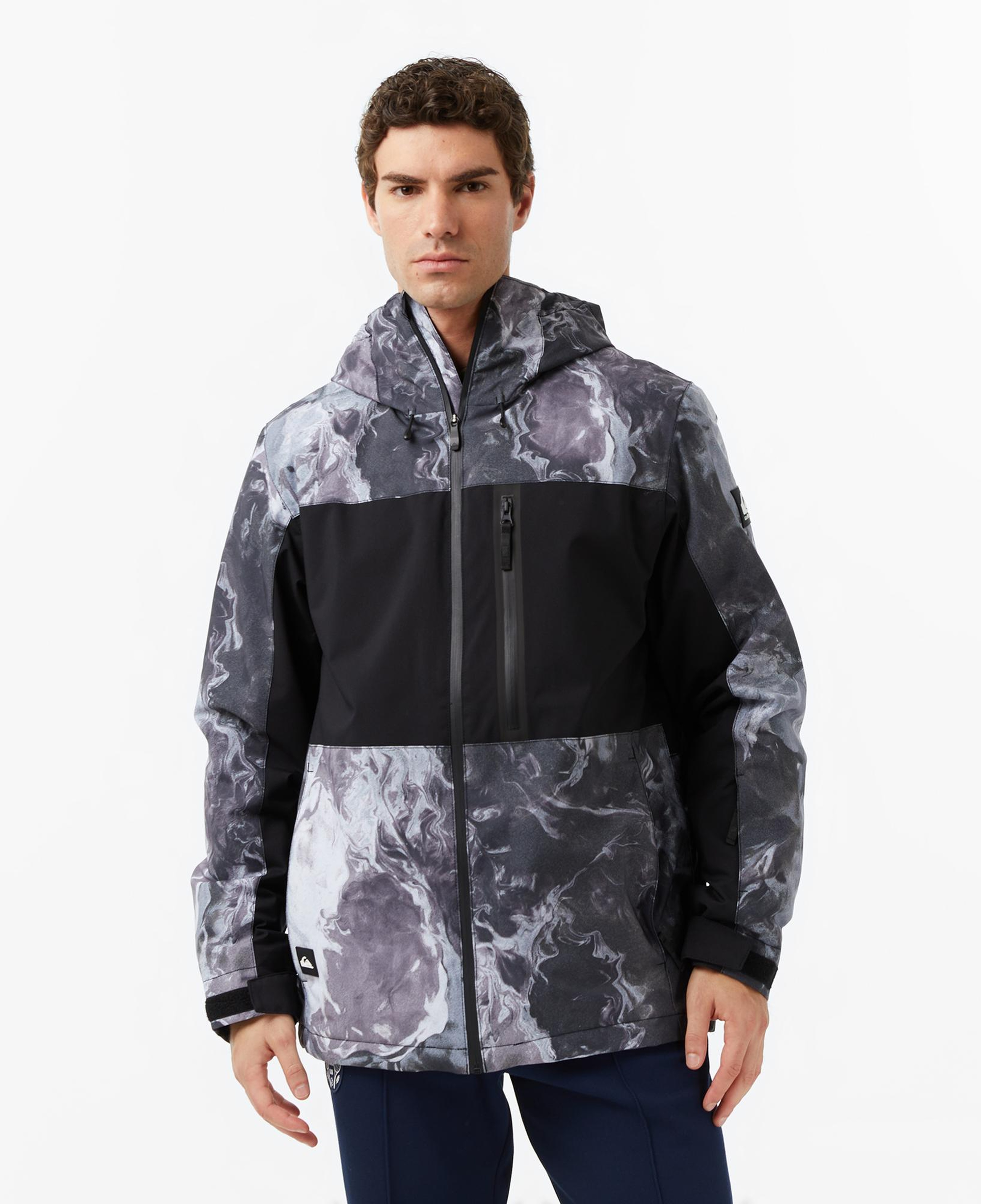 Quiksilver Sycamore Printed Erkek Gri Kayak Montu