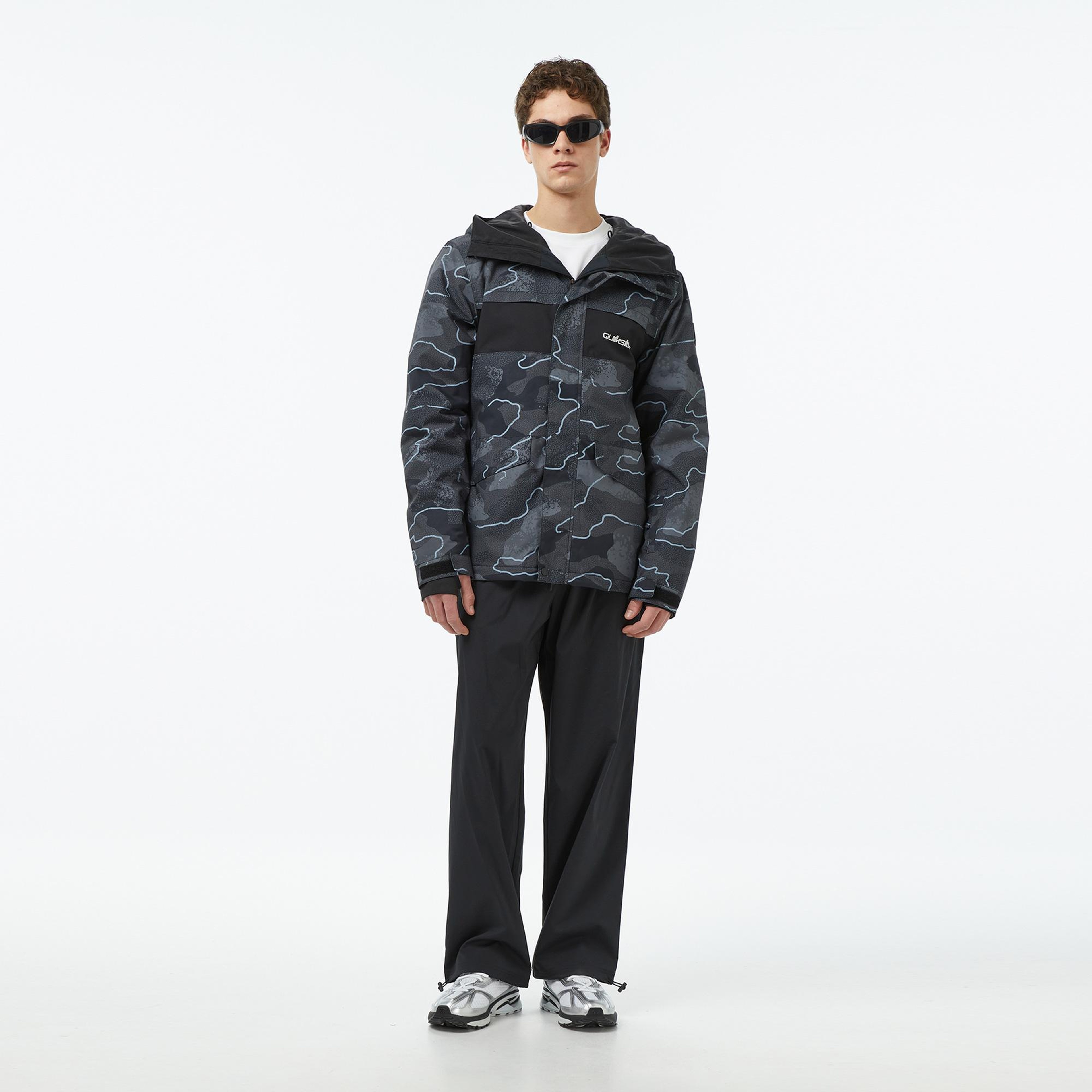 Quiksilver Mission Printed Block Erkek Gri Kayak Montu