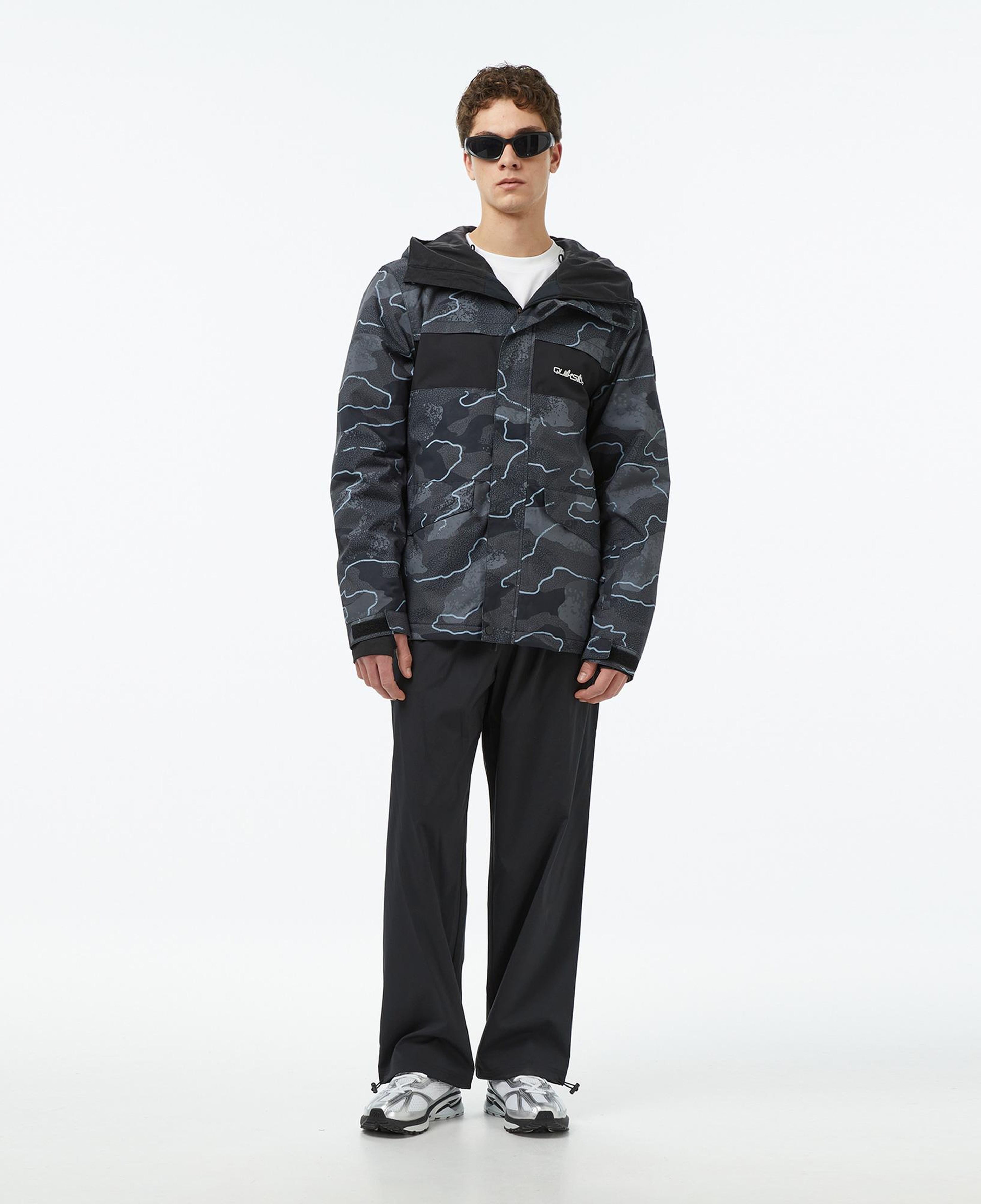 Quiksilver Mission Printed Block Erkek Gri Kayak Montu