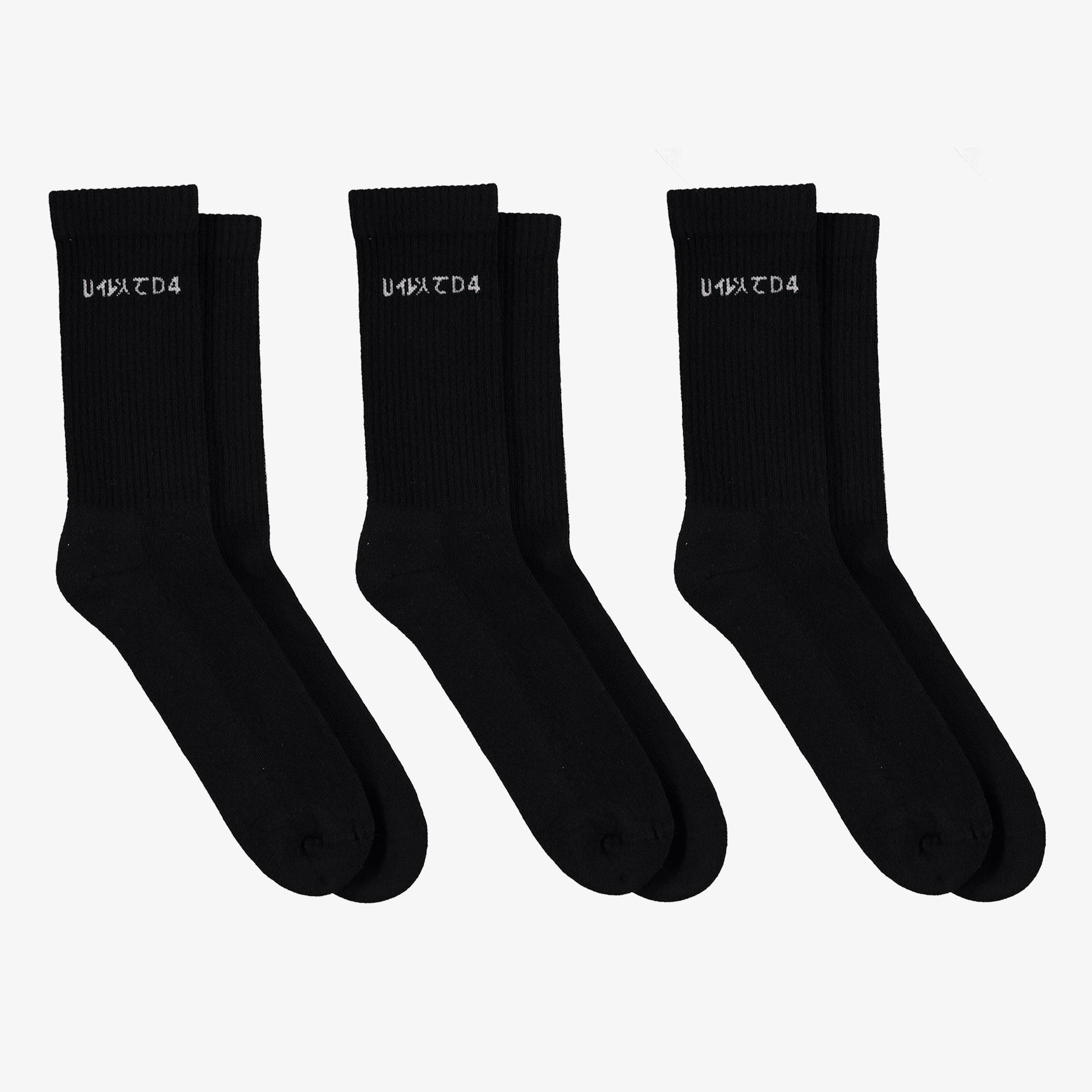 UNITED4 Classic 3'lü Siyah Soket Çorap