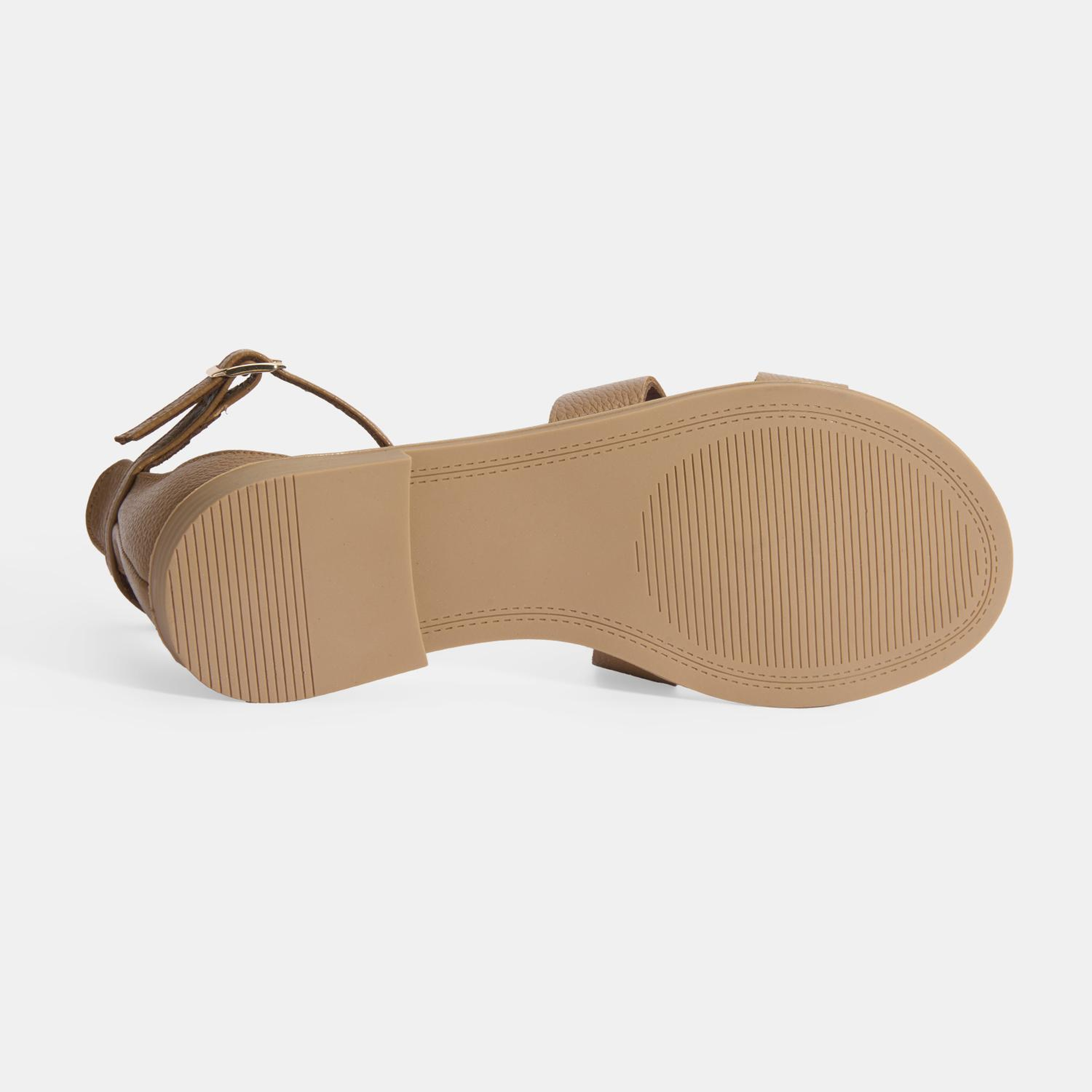 Kadın Kahve Ayarlanabilir Tokalı Deri Sandalet