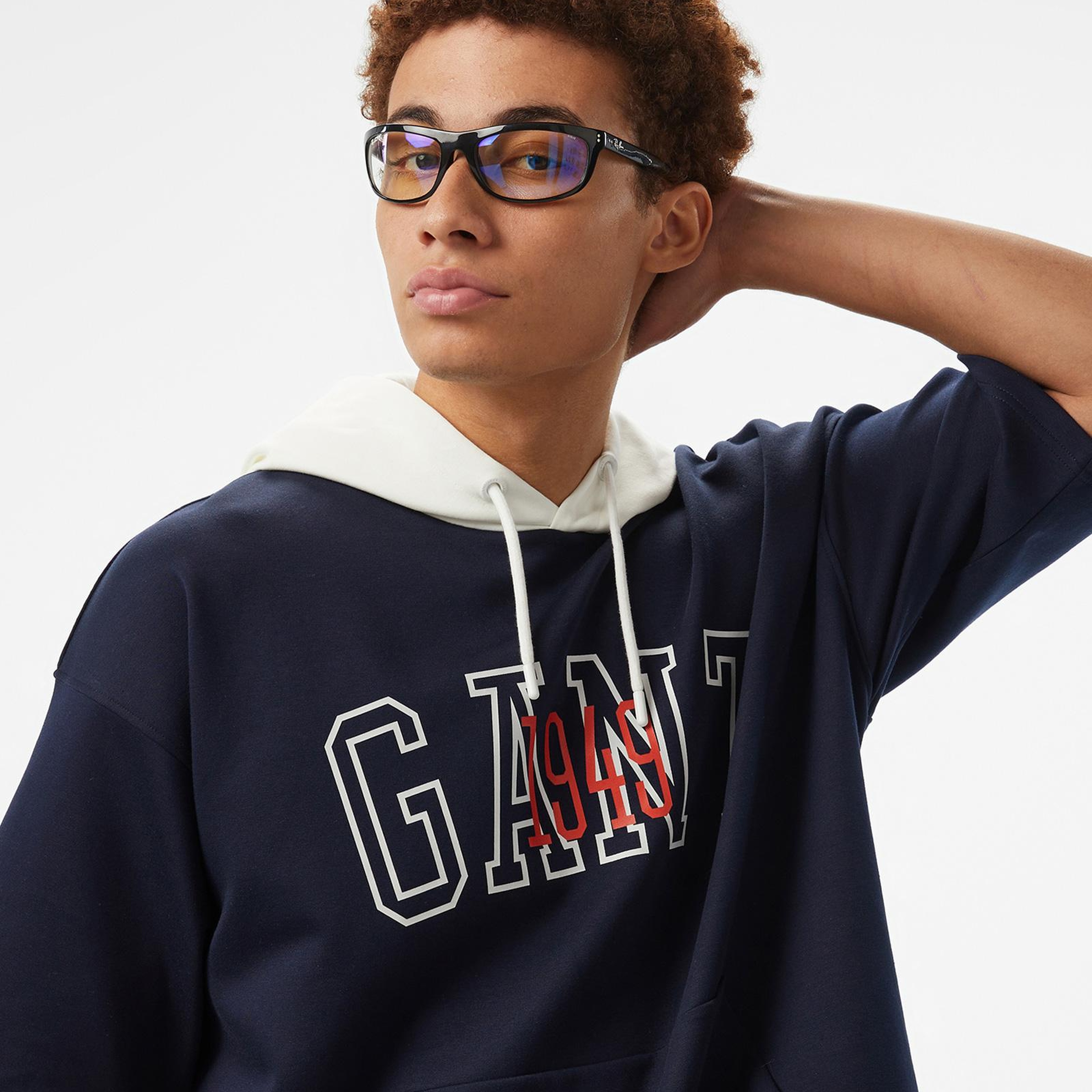GANT Erkek Lacivert Kapüşonlu T-Shirt
