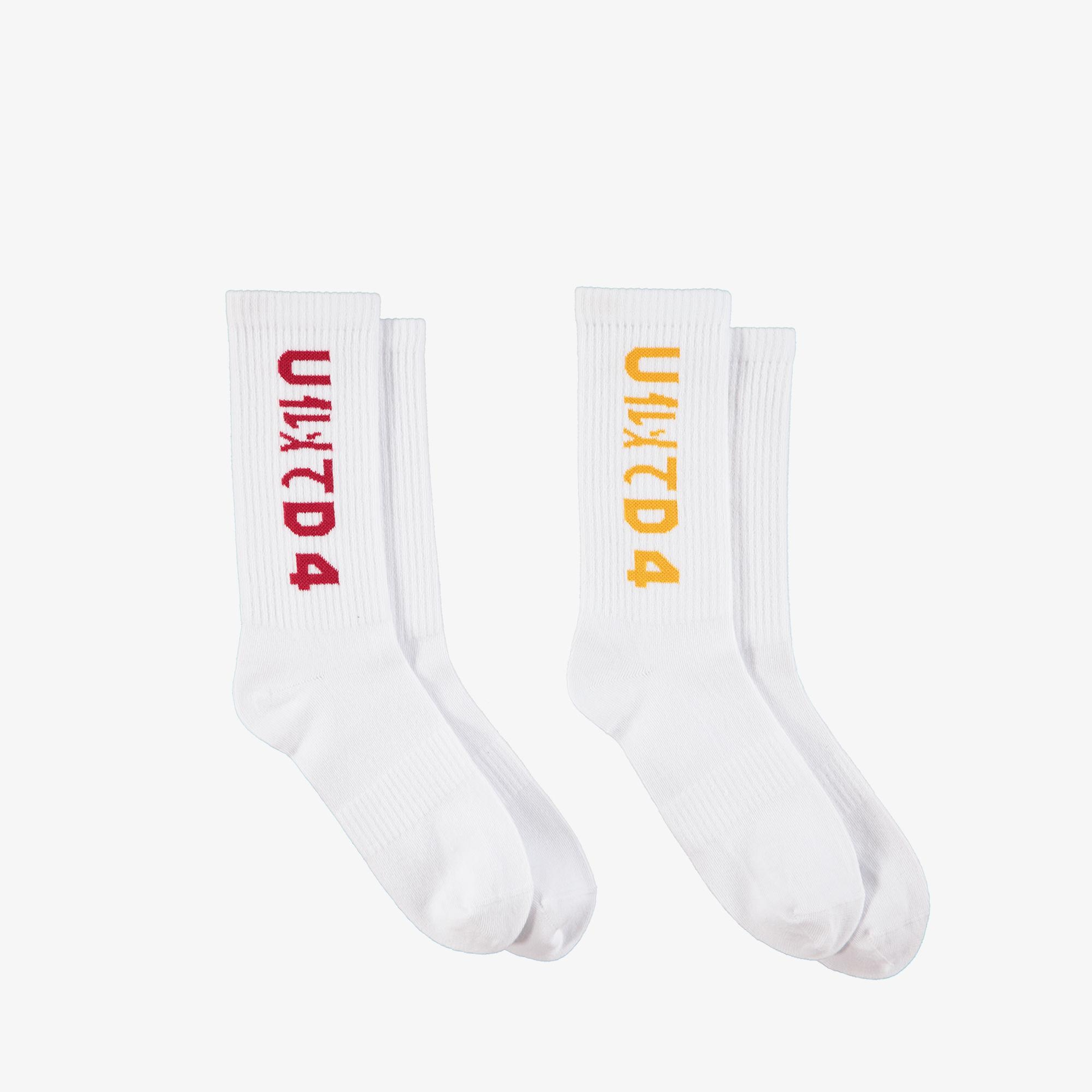 UNITED4 Unisex Beyaz 2'li Çorap