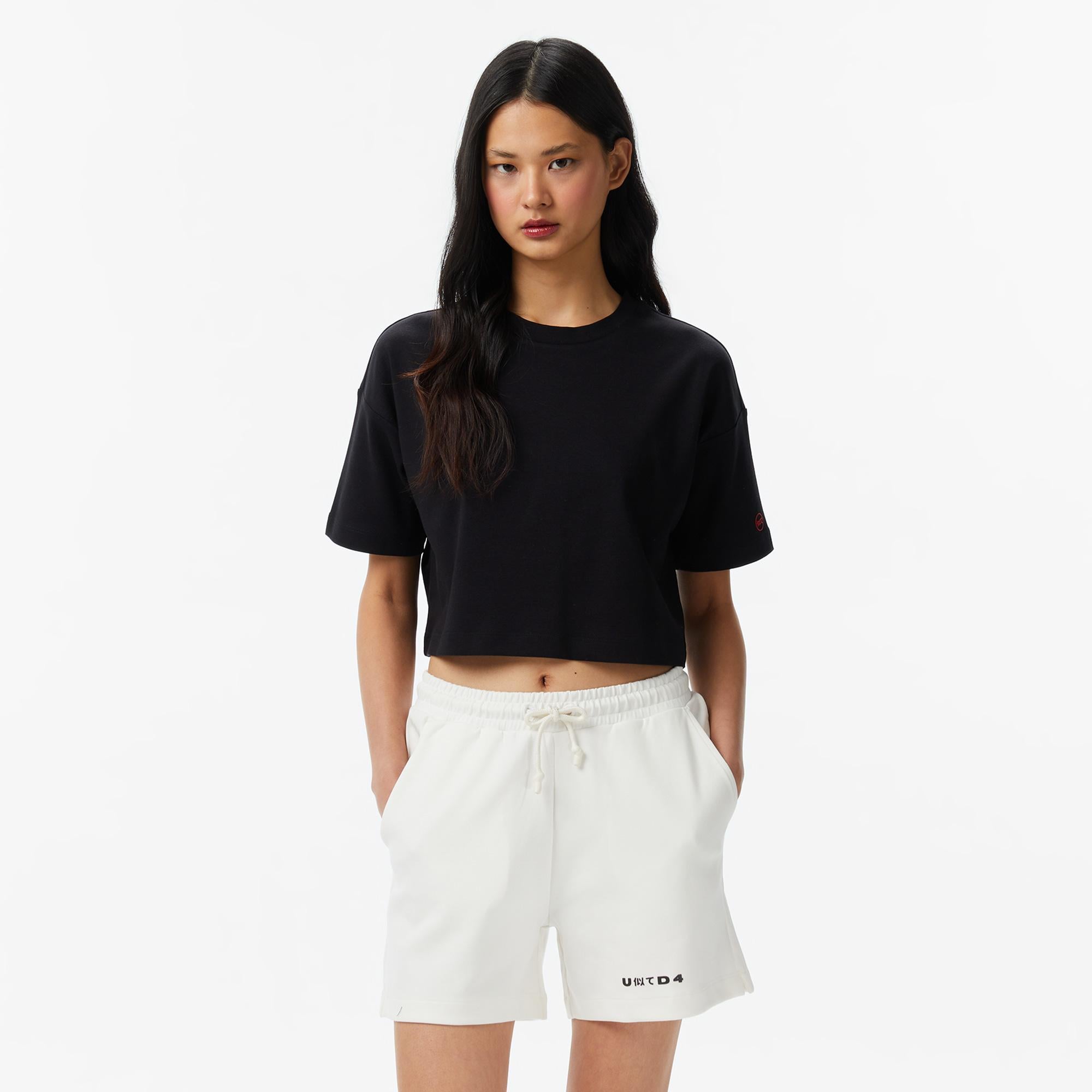 UNITED4 Regular Fit Kadın Siyah T-Shirt