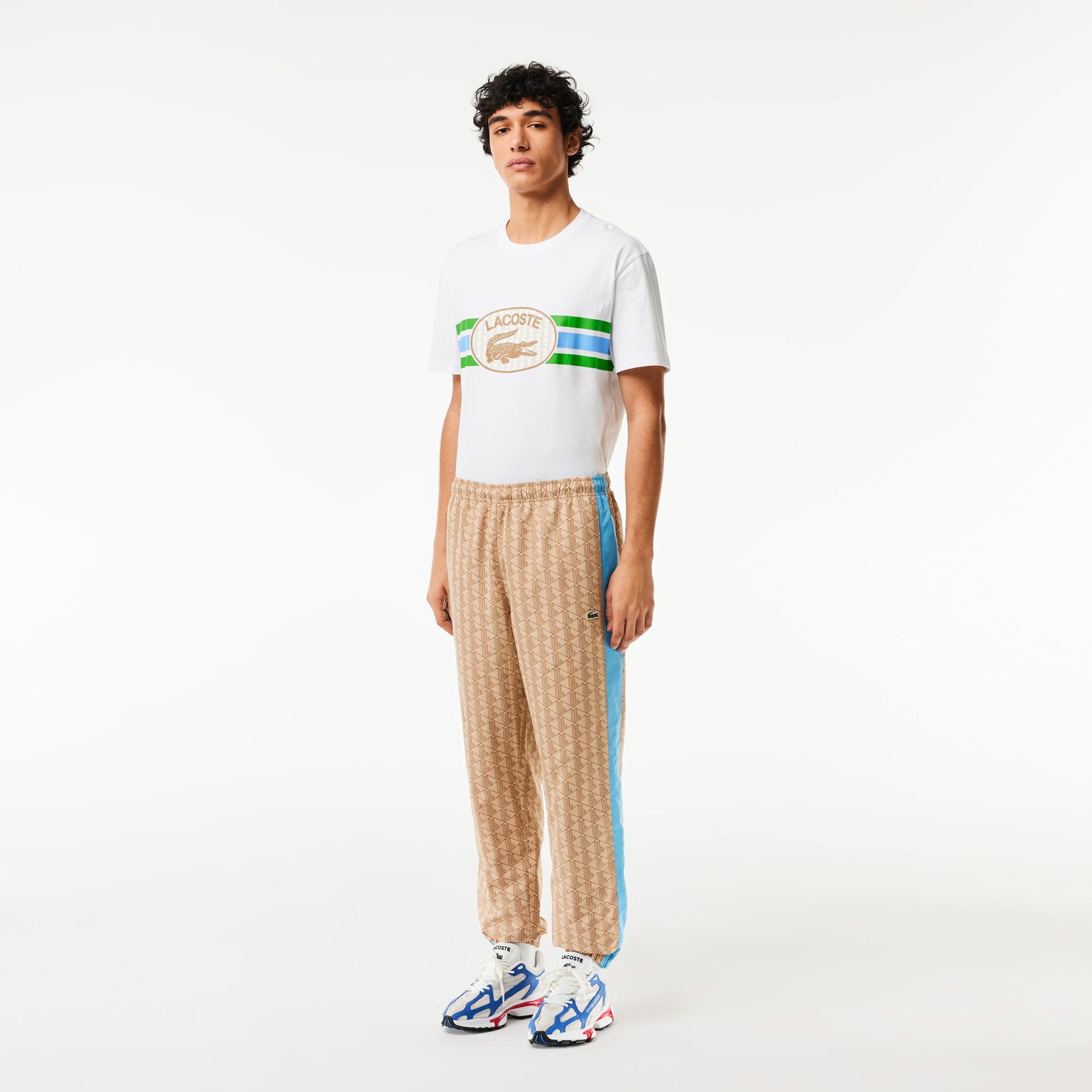 Erkek Regular Fit Monogram Bej Eşofman Altı
