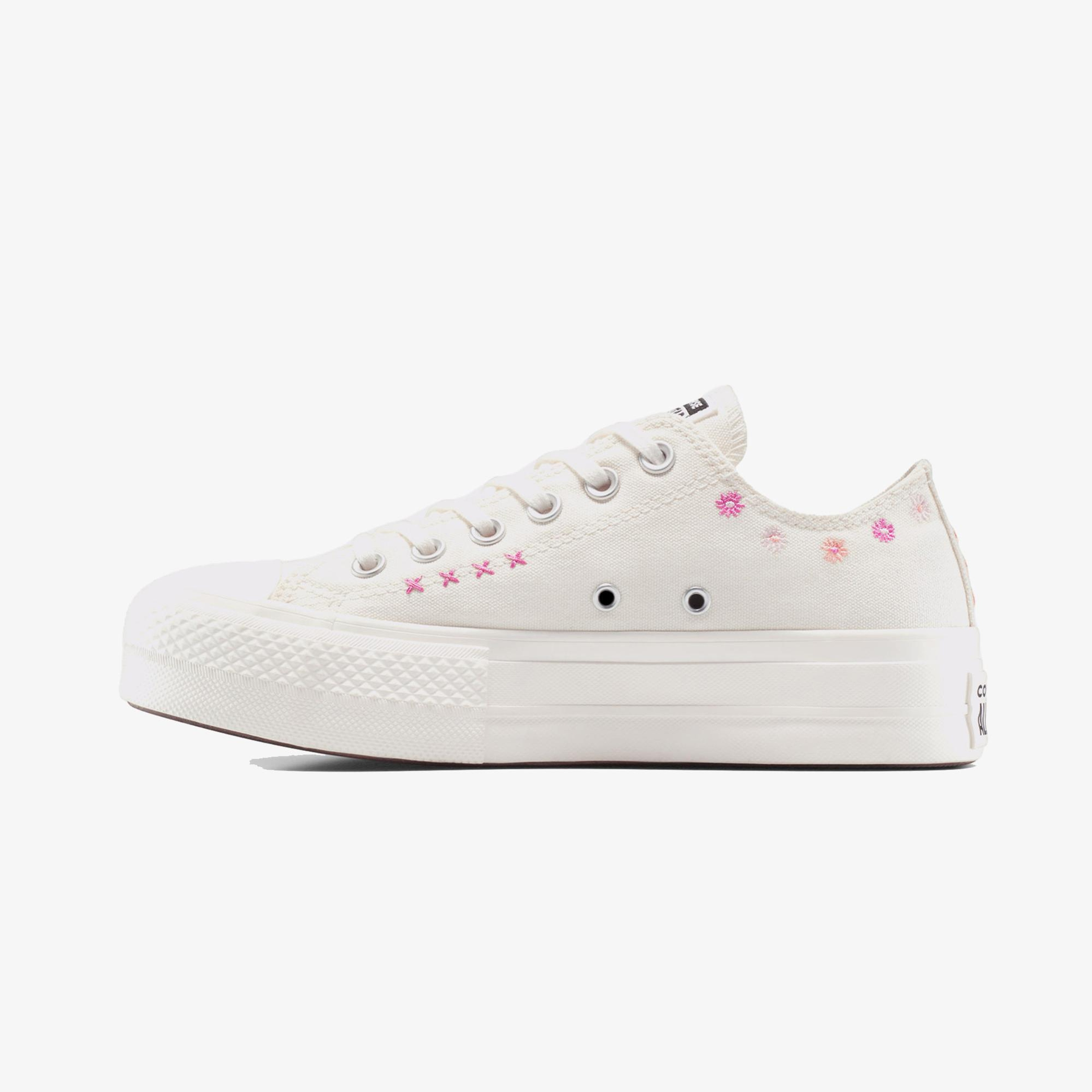 Convese Chuck Taylor All Star Lift Floral Embroidery Low Top Unisex Krem Sneaker