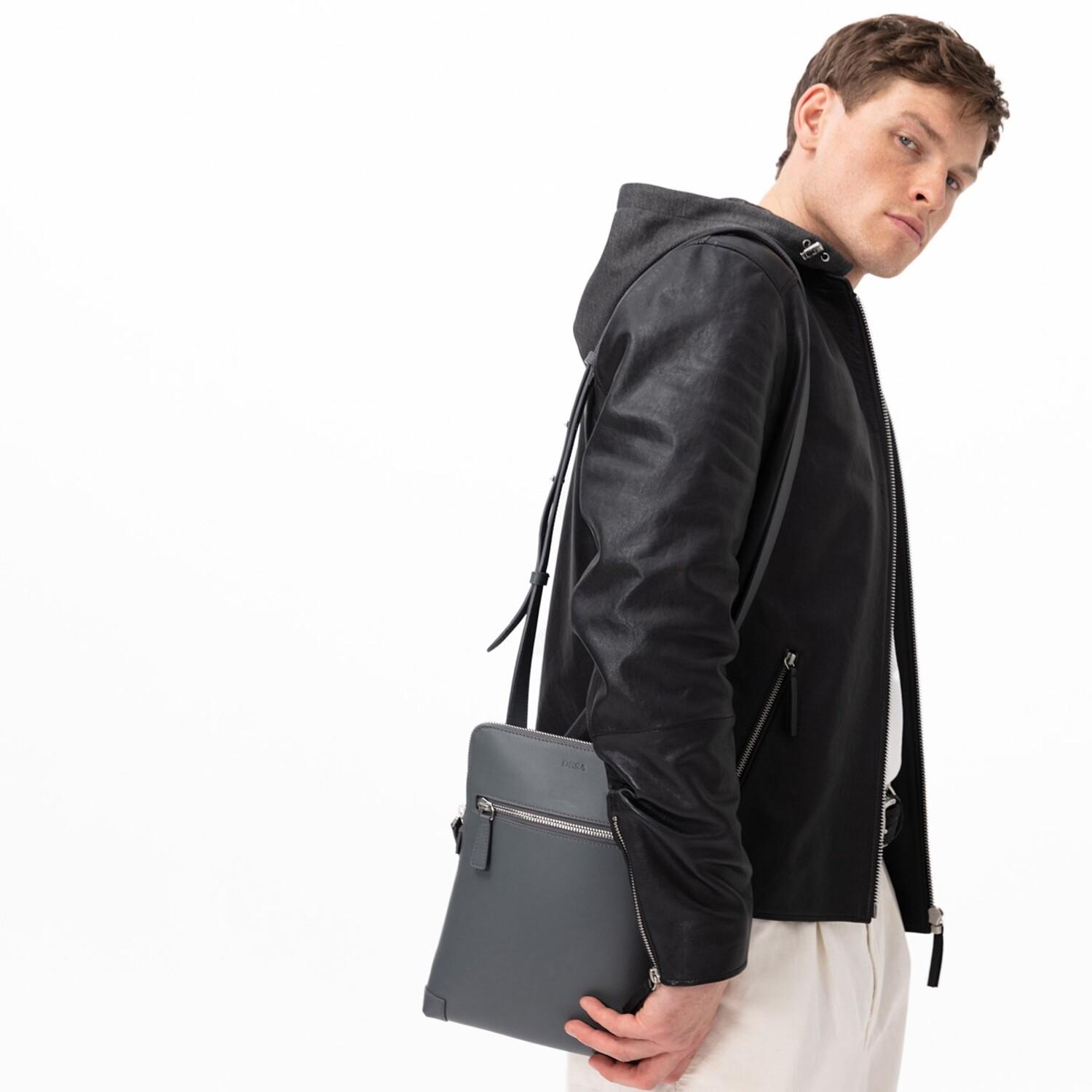 Aimone Siyah Erkek Kapüşonlu Deri Ceket