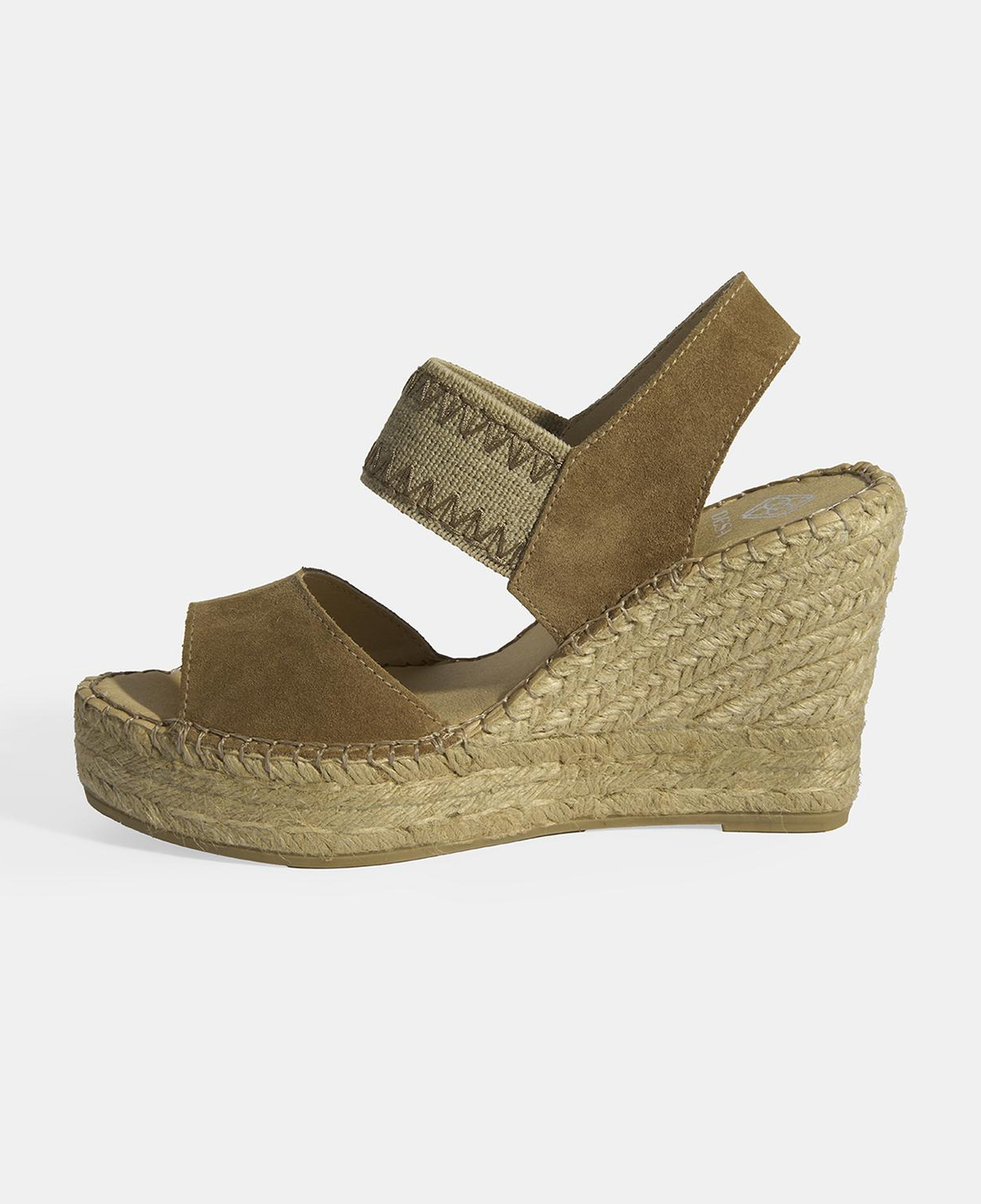 Bej Kadın Lastik Bantlı Slingback Dolgu Topuklu Süet Espadril