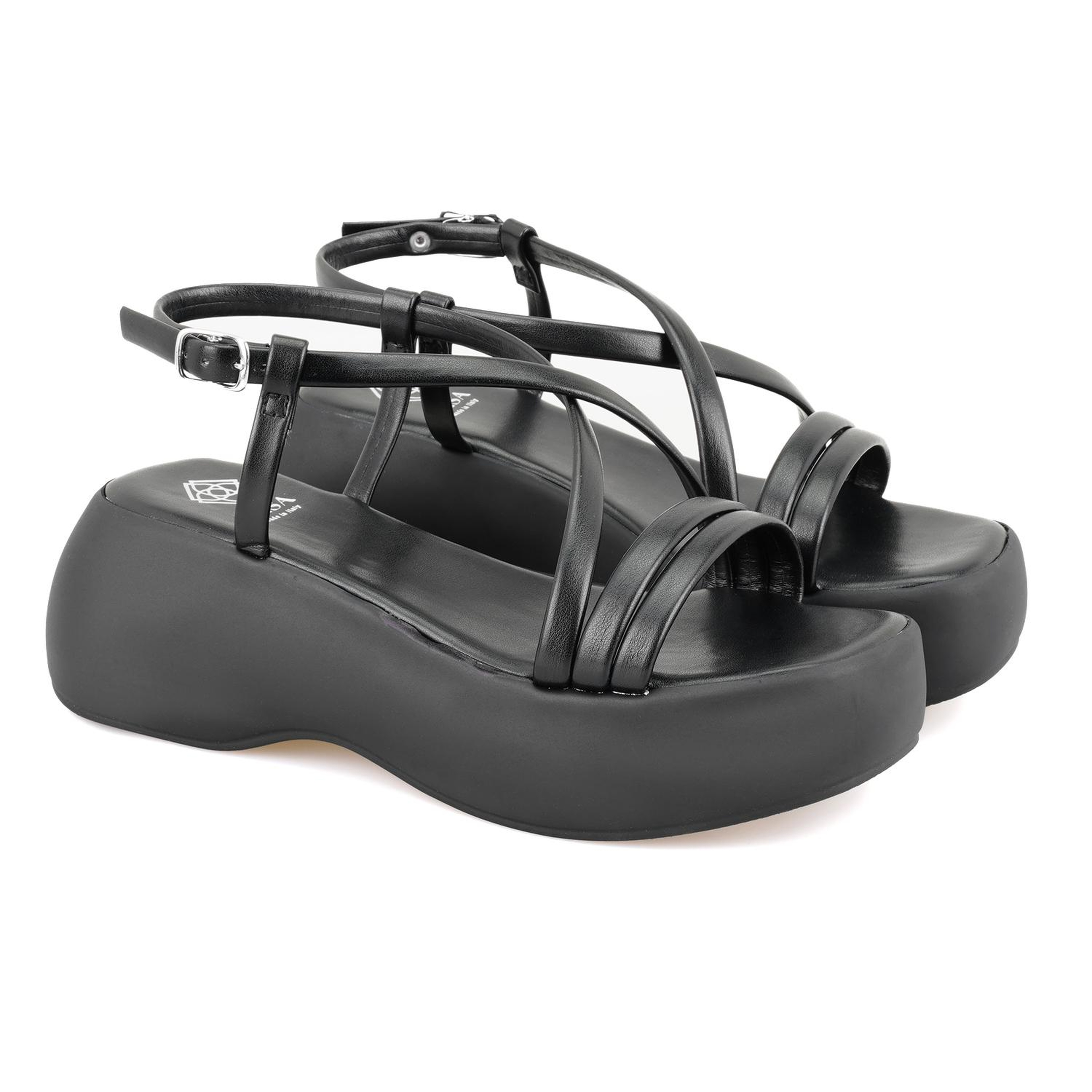 Kadın Siyah Dolgu Tabanlı Sandalet