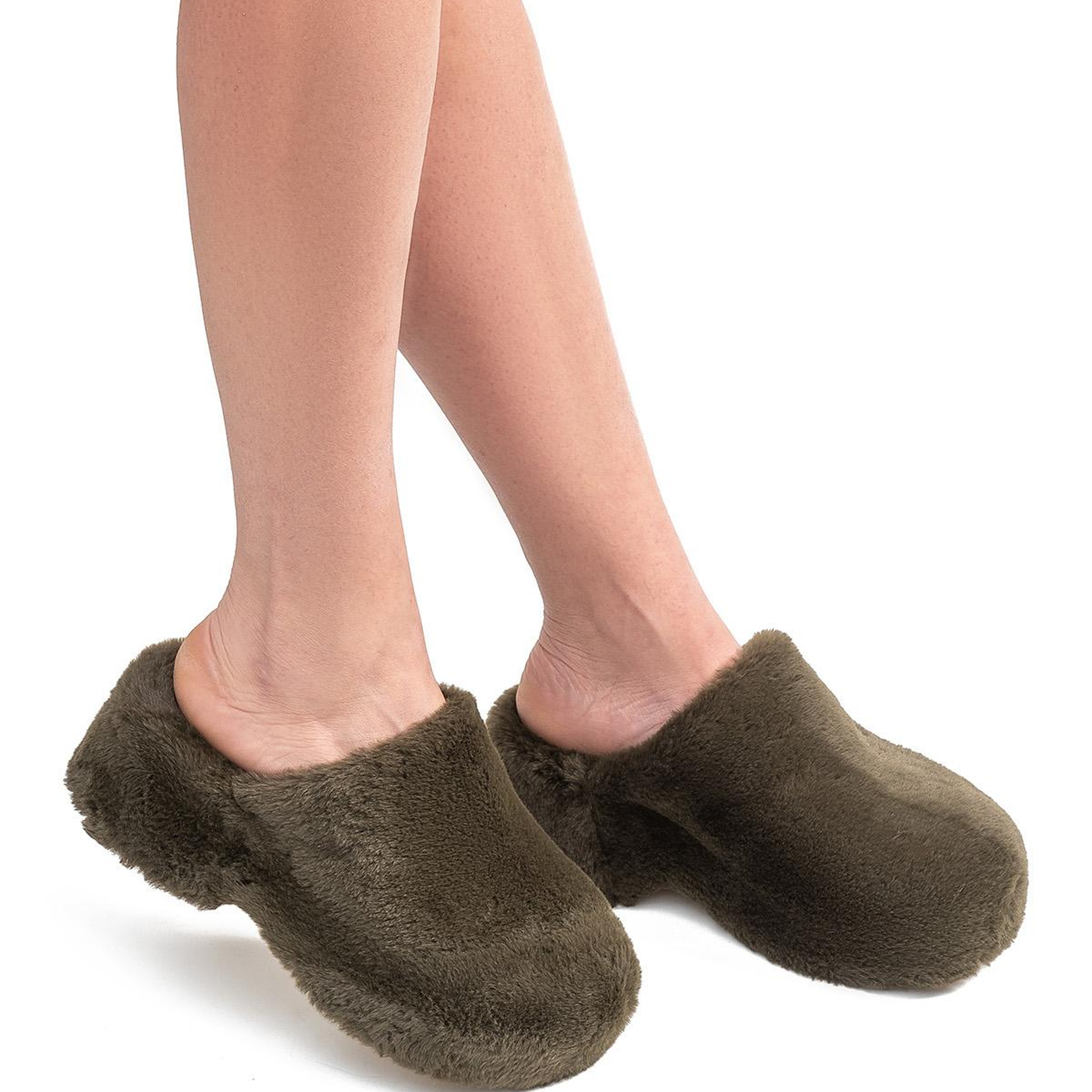 Lilo Peluş Kadın Topuklu Ev Terliği Haki 36/40