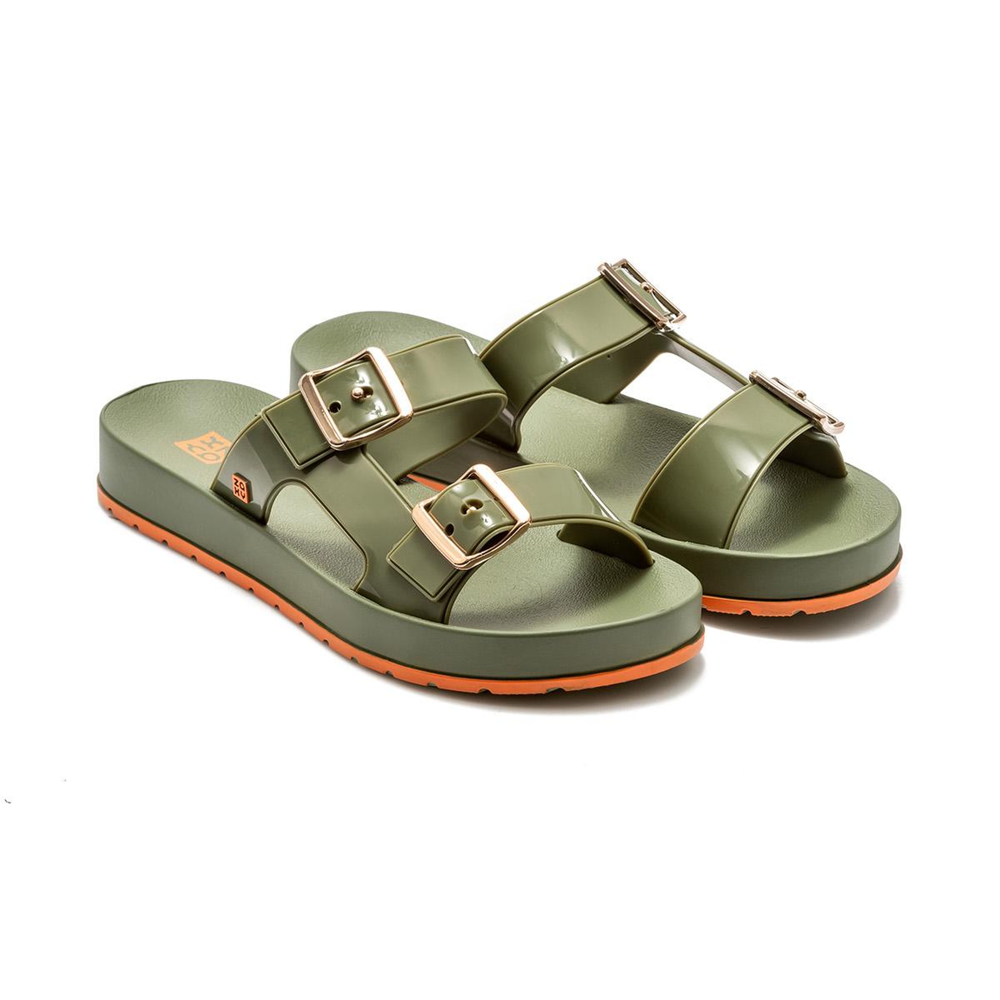 Flash Slide Çift Bantlı Kadın Terlik Haki 35/40