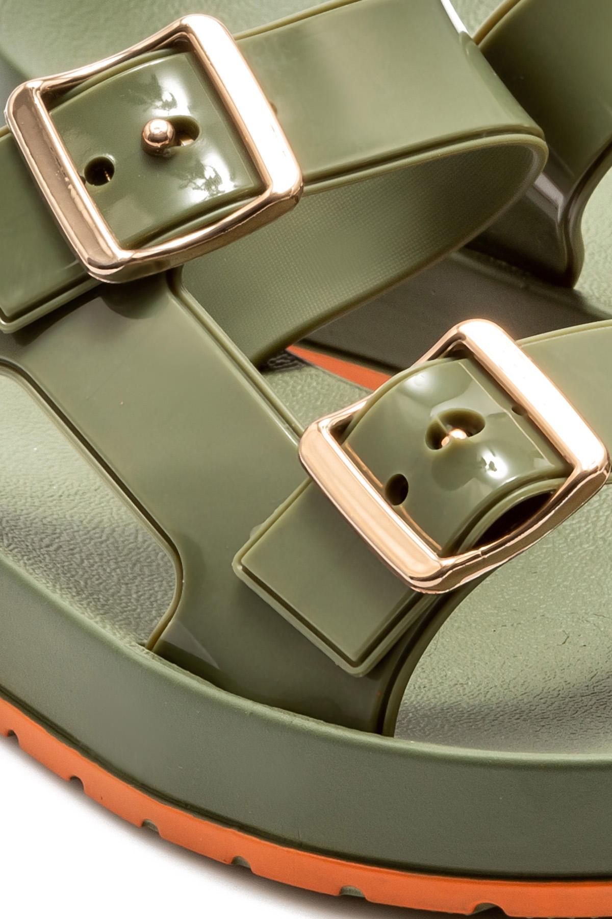 Flash Slide Çift Bantlı Kadın Terlik Haki 35/40