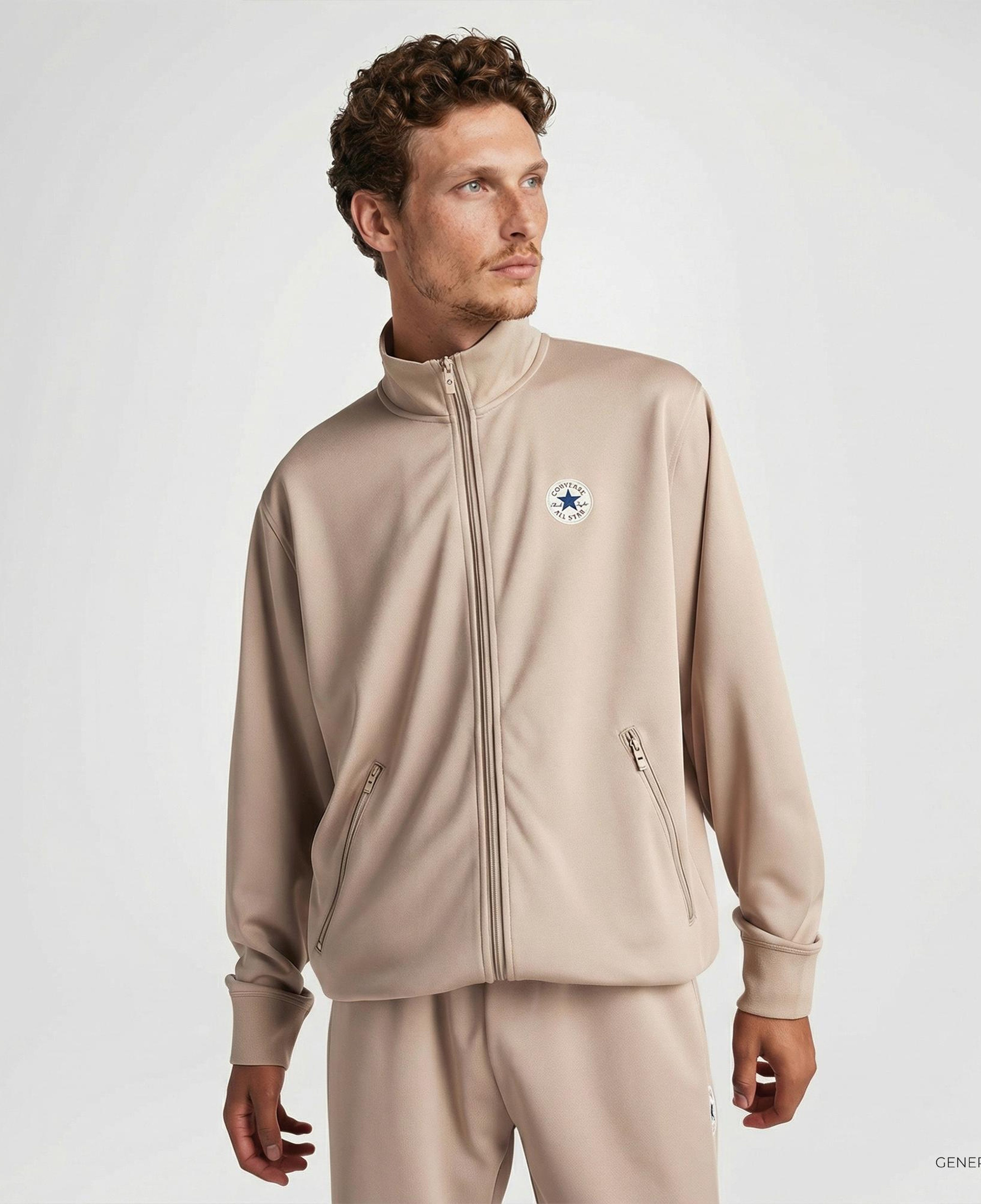 Converse Erkek Grafik Baskılı Bej Eşofman Üstü