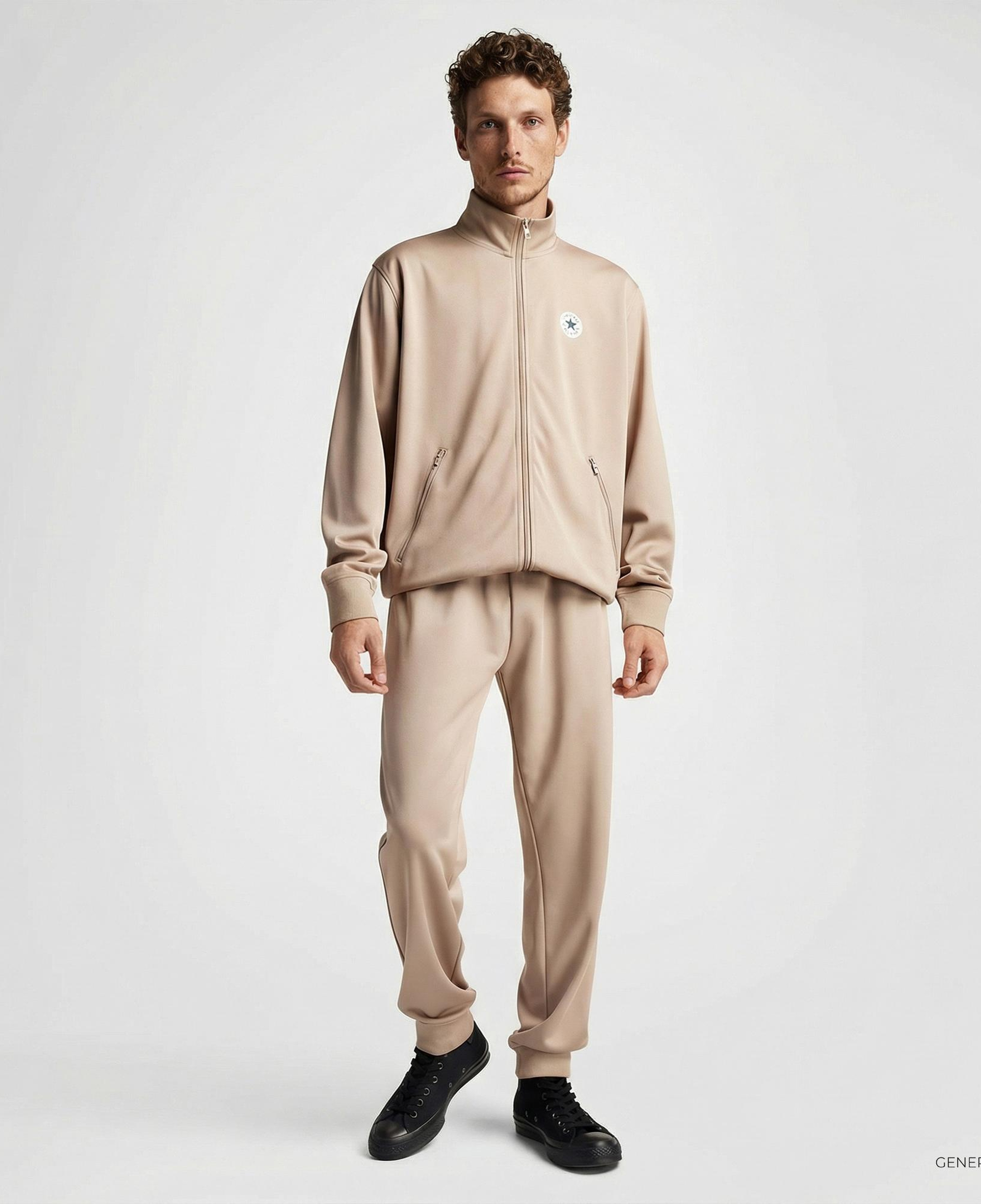 Converse Erkek Grafik Baskılı Bej Eşofman Üstü