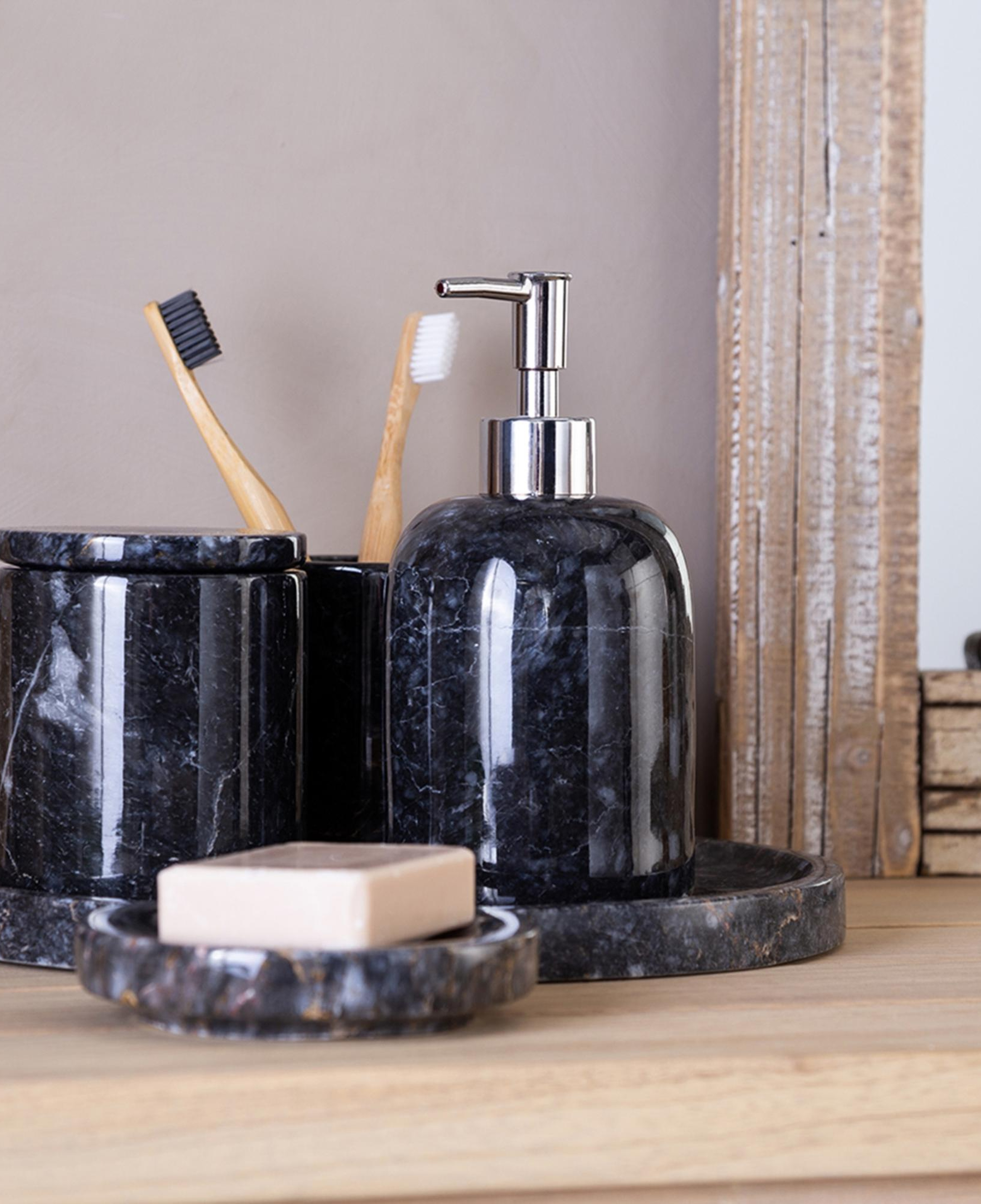 MARBLE SİYAH 5'Lİ BANYO SETİ