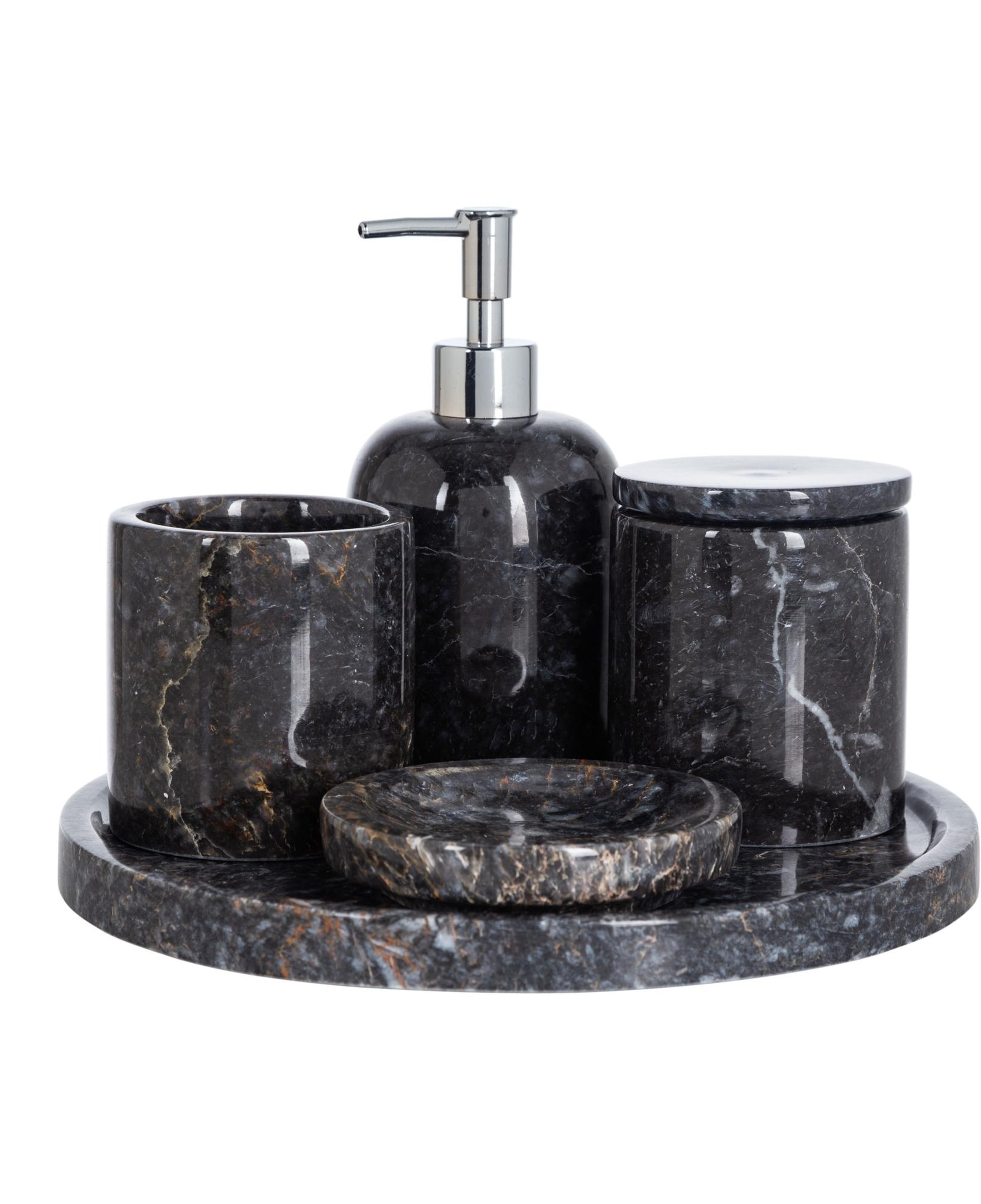 MARBLE SİYAH 5'Lİ BANYO SETİ