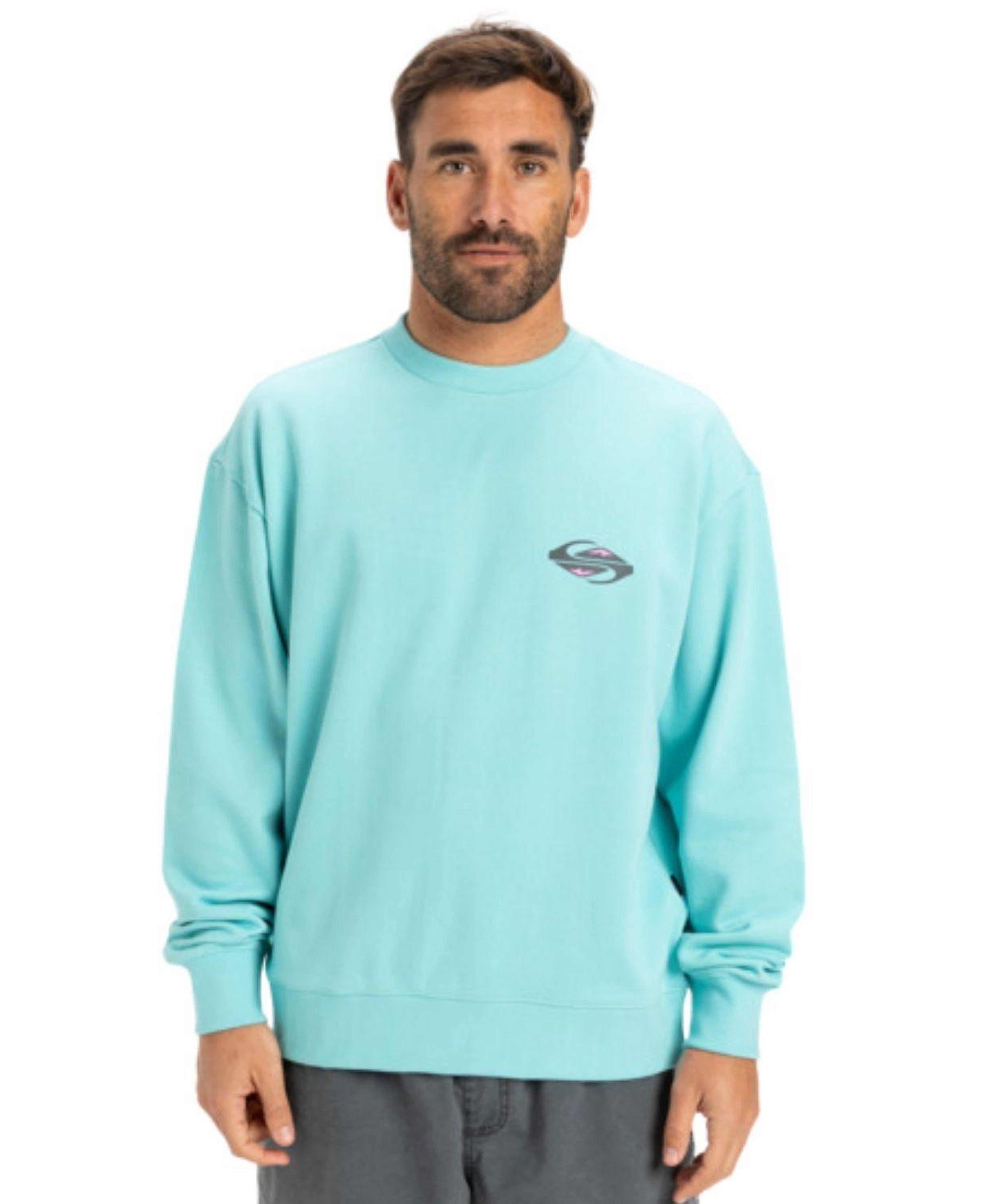Quiksilver Spin Cycle Crew Erkek Mavi Sweatshirt