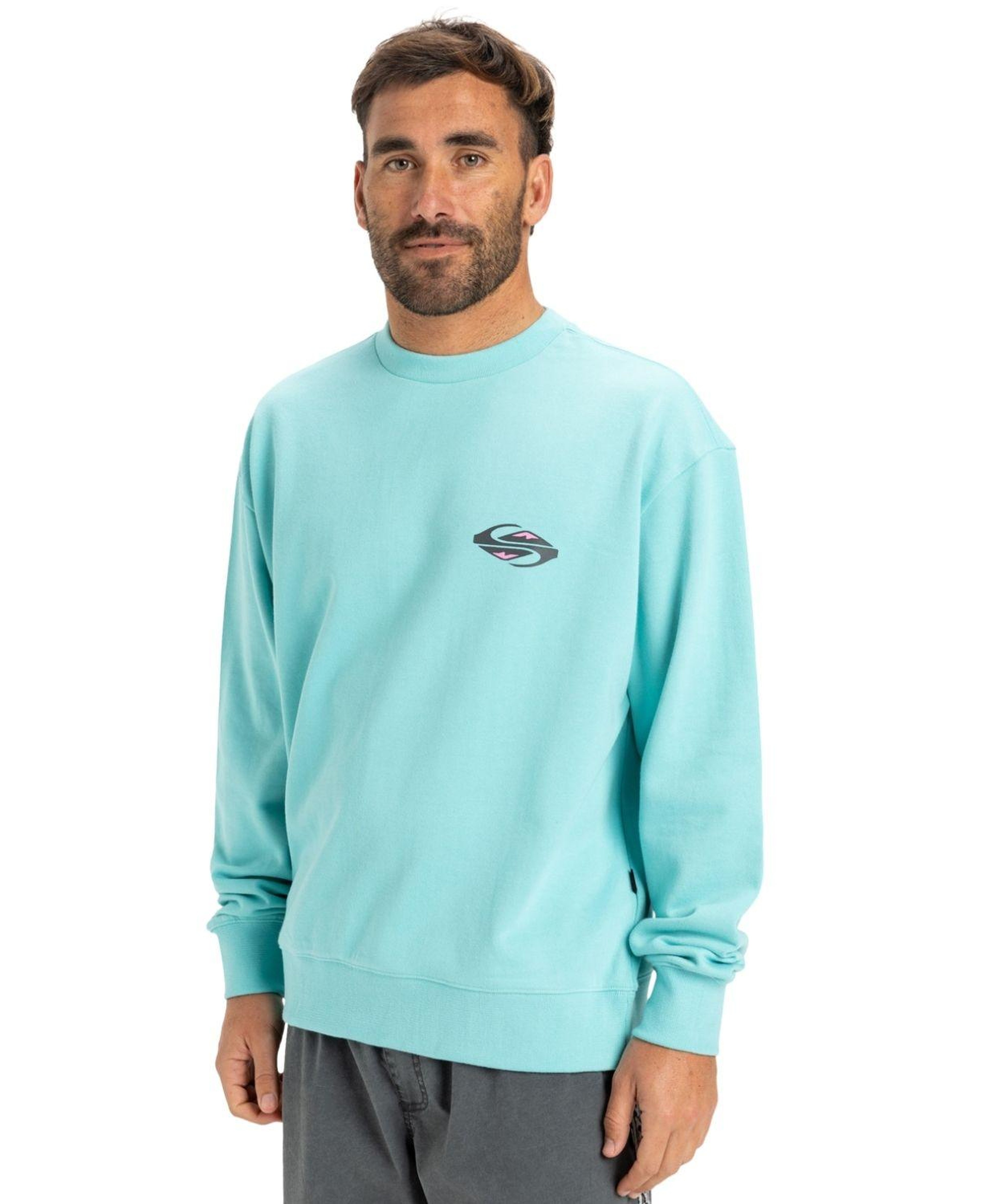 Quiksilver Spin Cycle Crew Erkek Mavi Sweatshirt