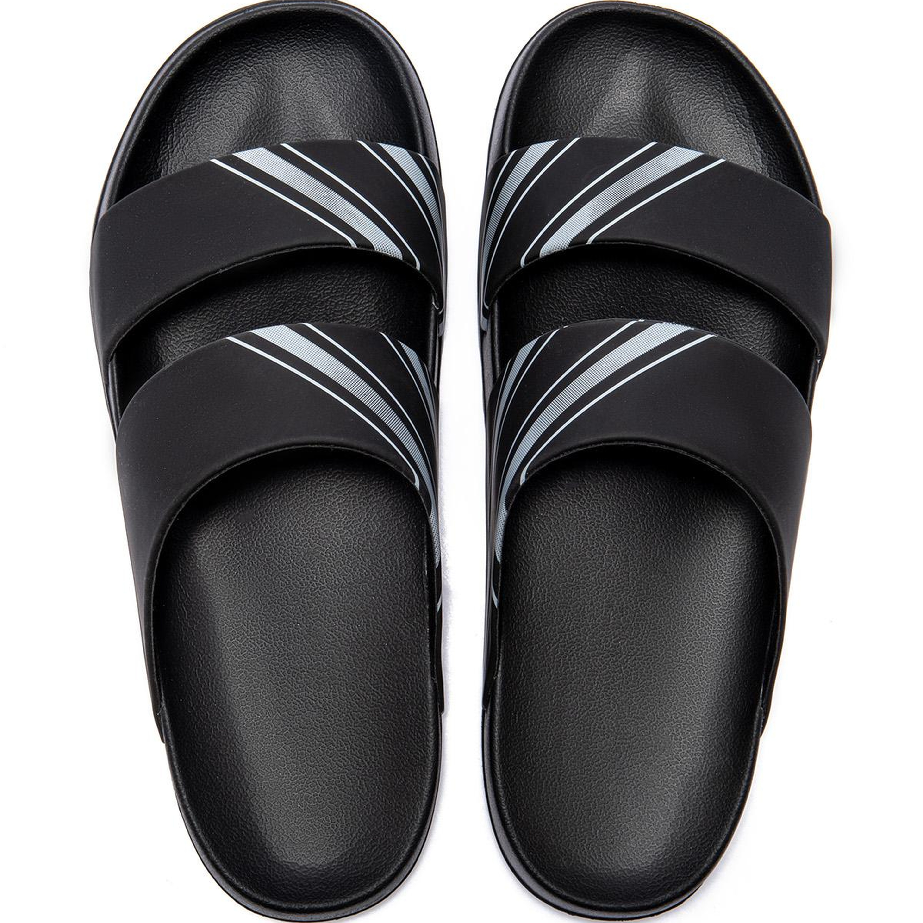 Kevin Gri Çizgili Erkek Terlik Siyah 40/45