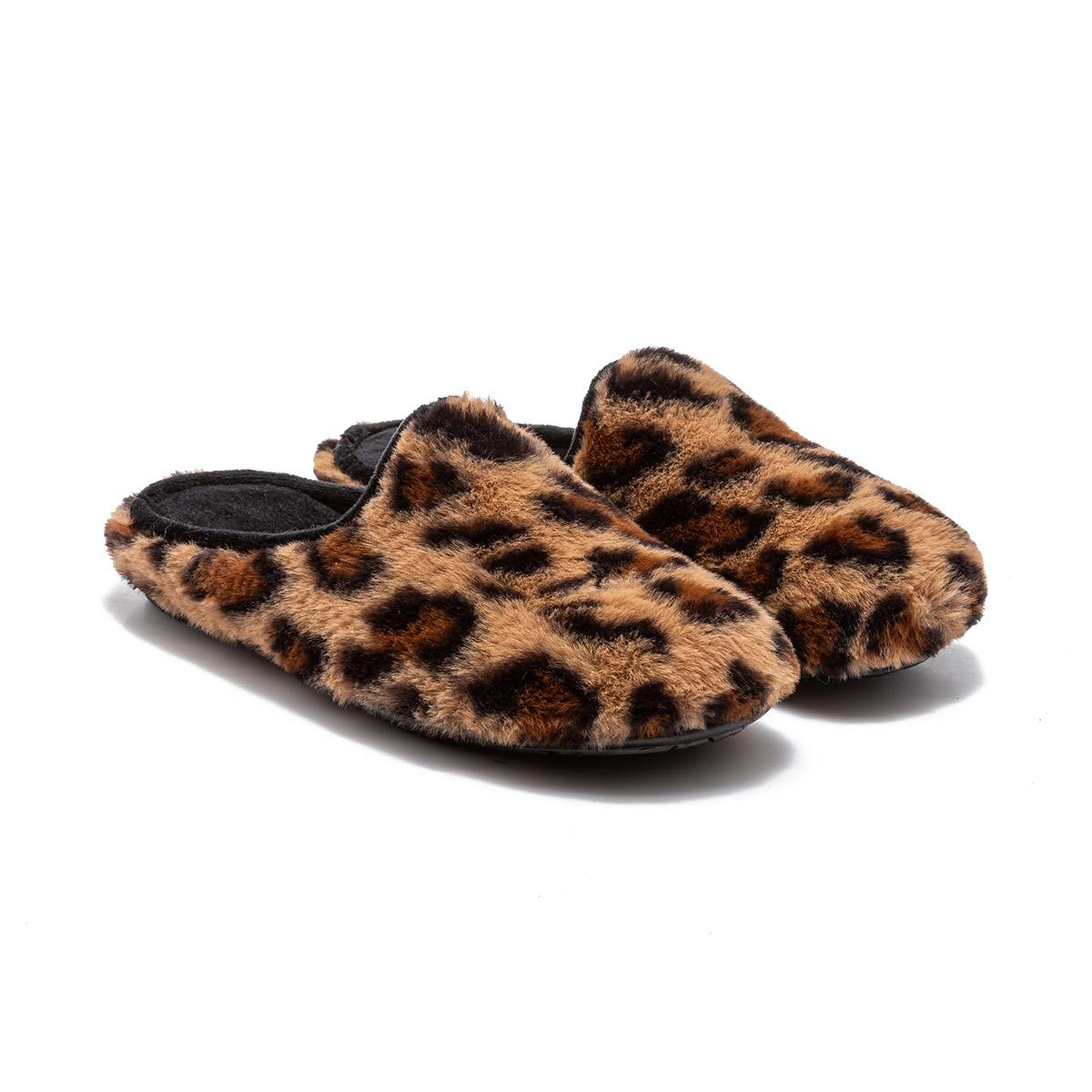 Leopar Kadın Peluş Ev Terliği Siyah 37/41