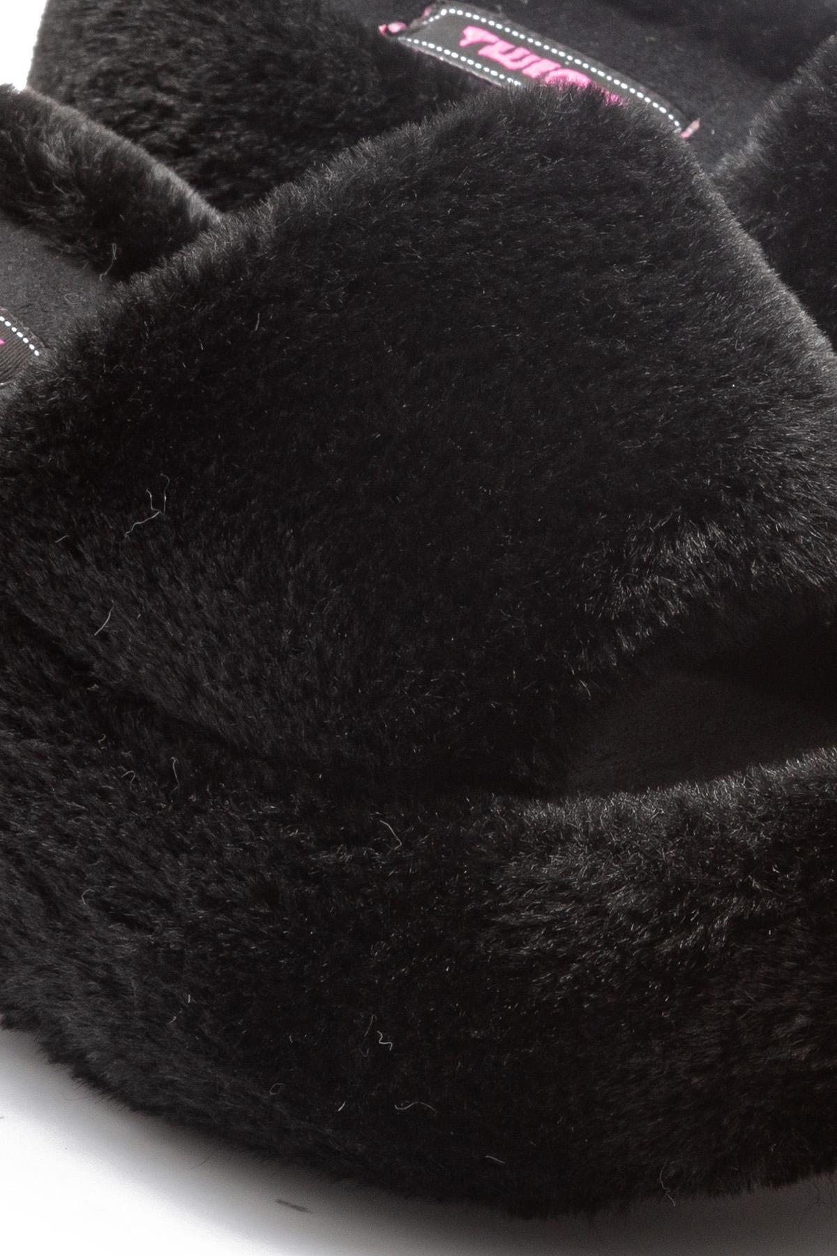 Lili Peluş Kadın Topuklu Ev Terliği Siyah 36/40