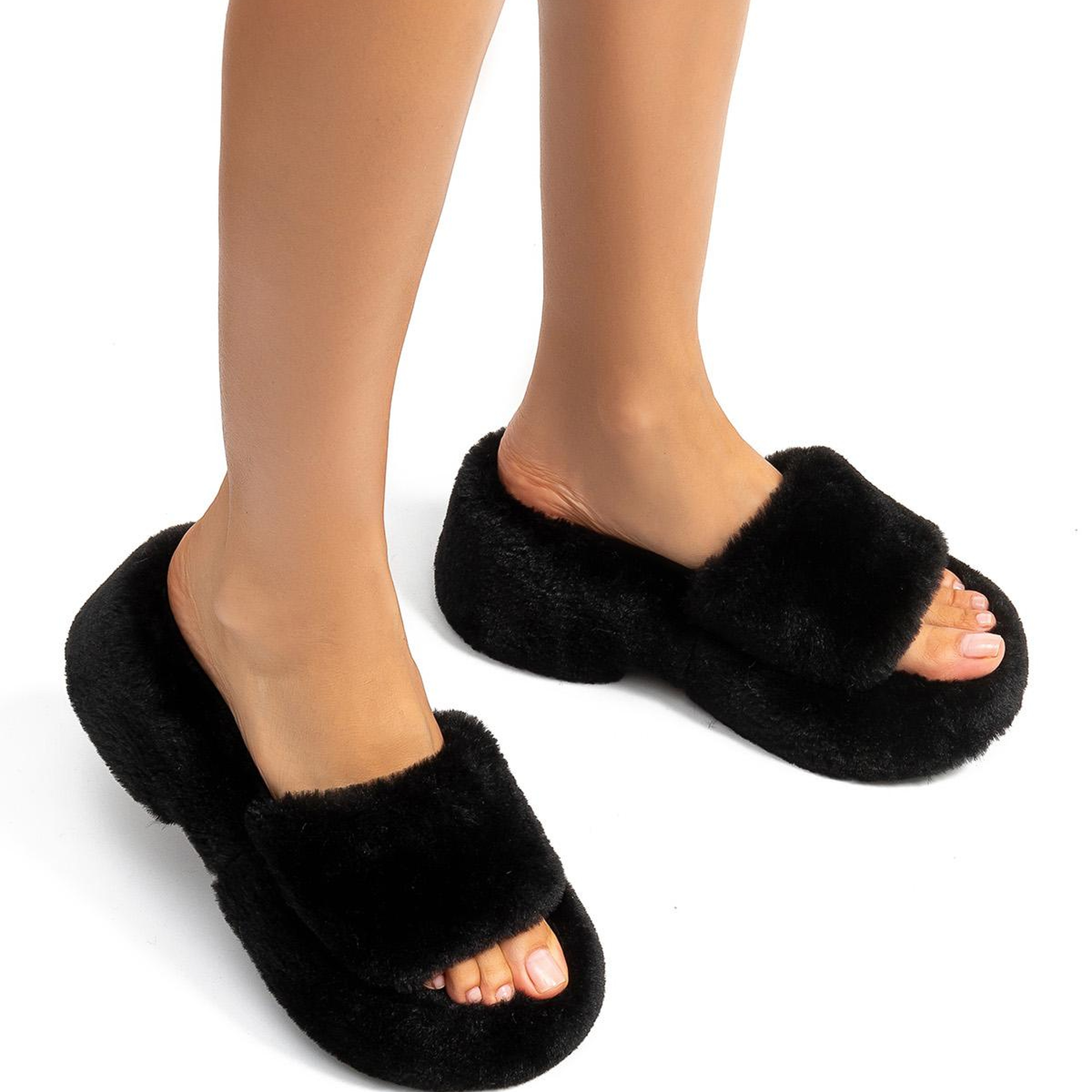 Lili Peluş Kadın Topuklu Ev Terliği Siyah 36/40