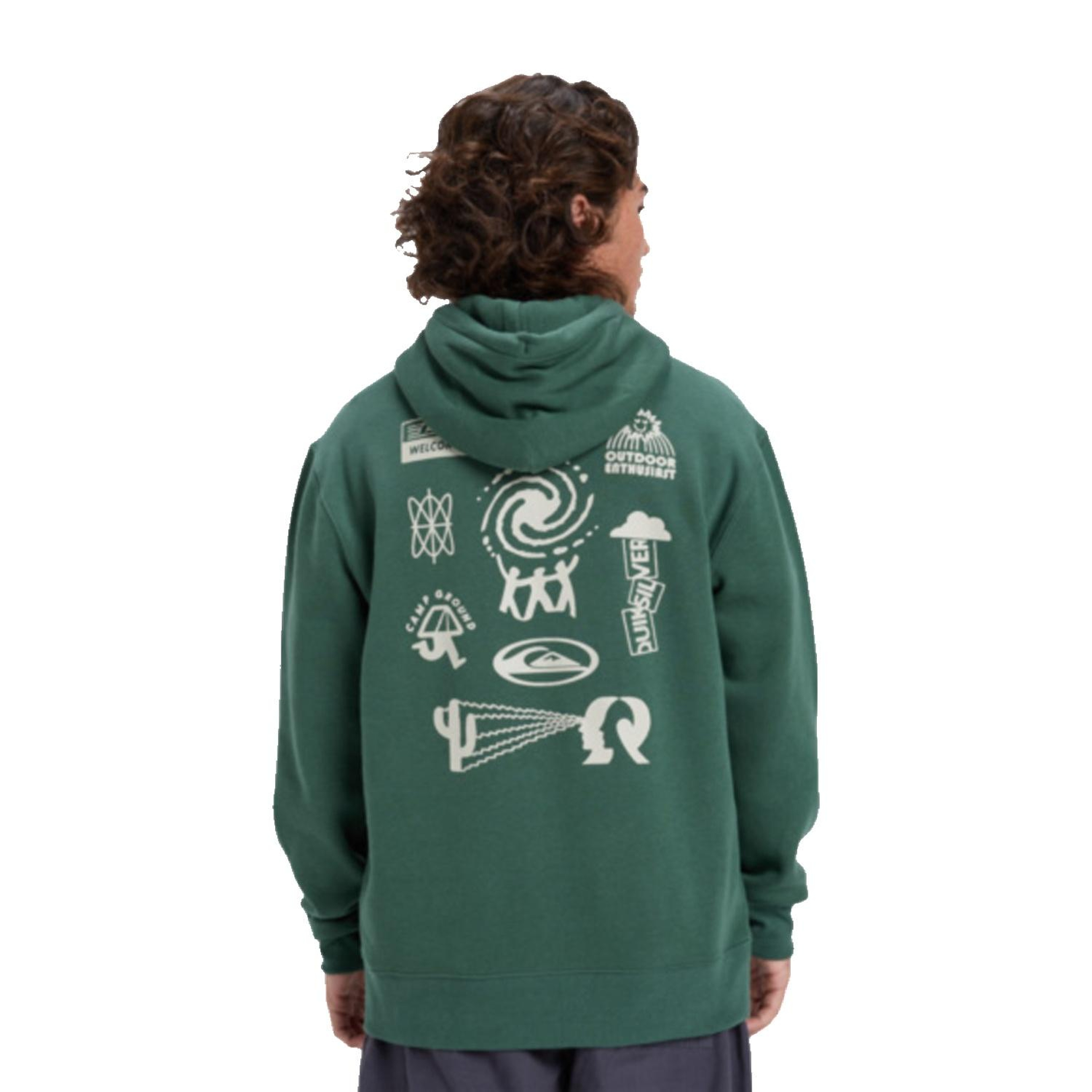 Quiksilver Salt Water Graphic Hoodie Erkek Yeşil Sweatshirt