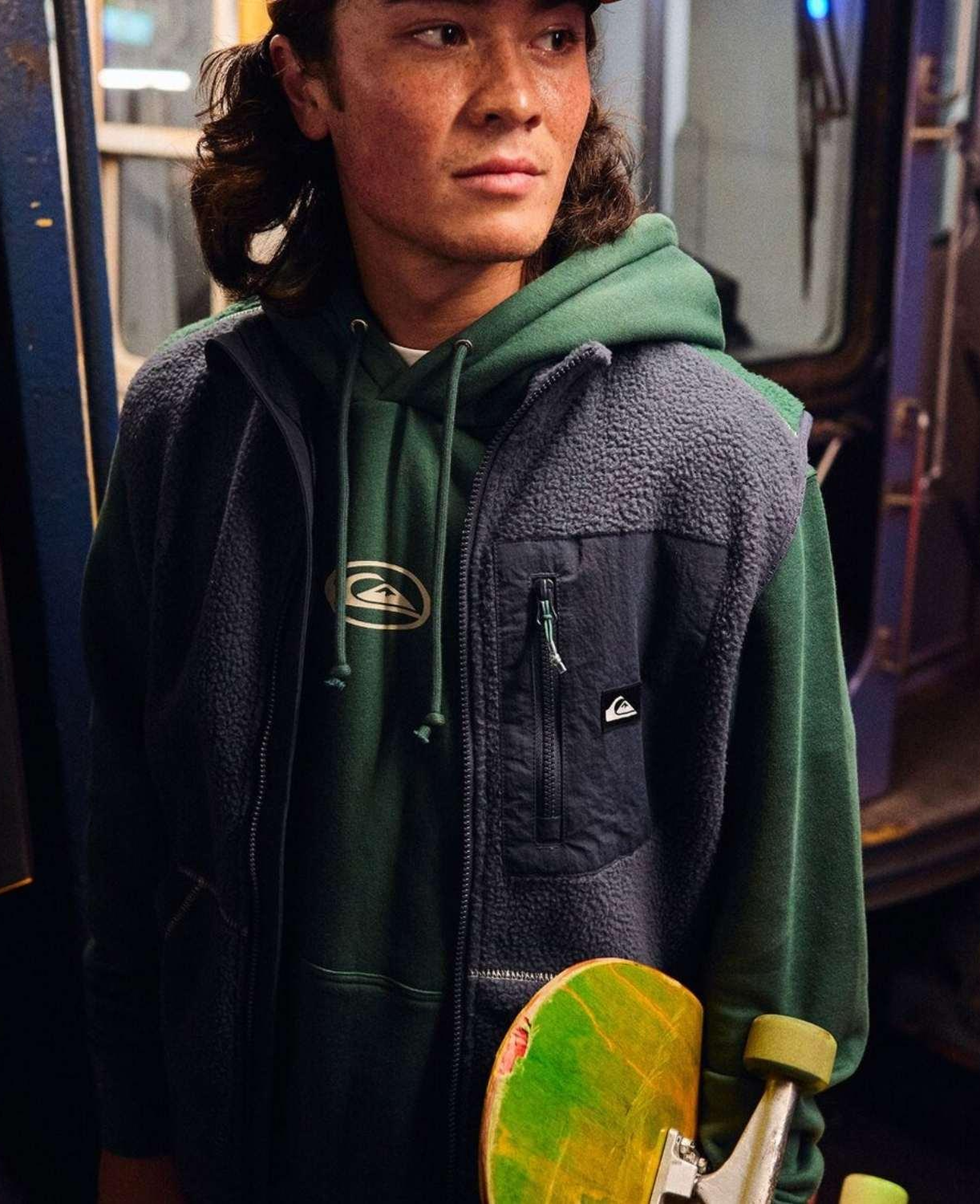 Quiksilver Salt Water Graphic Hoodie Erkek Yeşil Sweatshirt