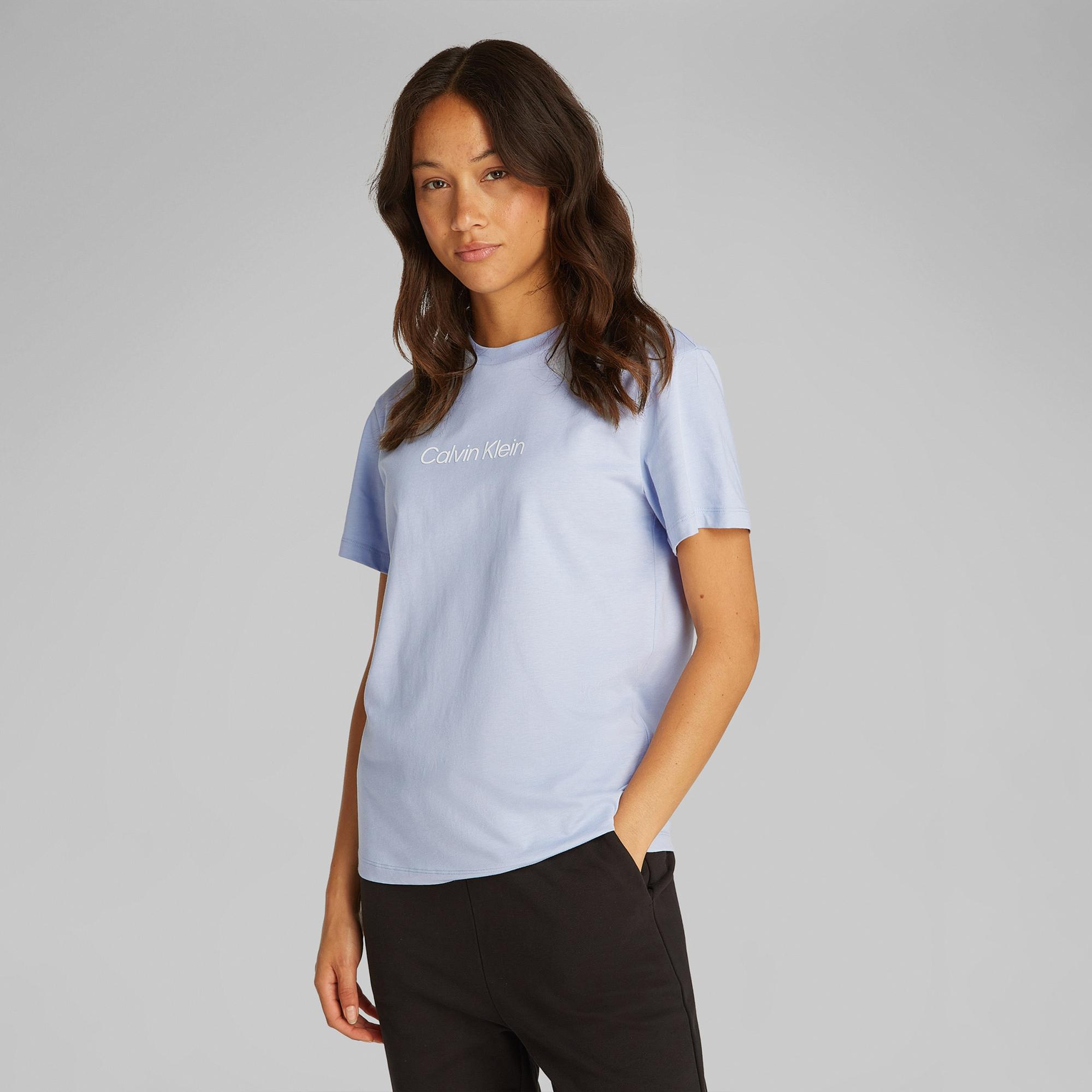 Calvin Klein Hero Logo Regular Kadın Mavi T-Shirt