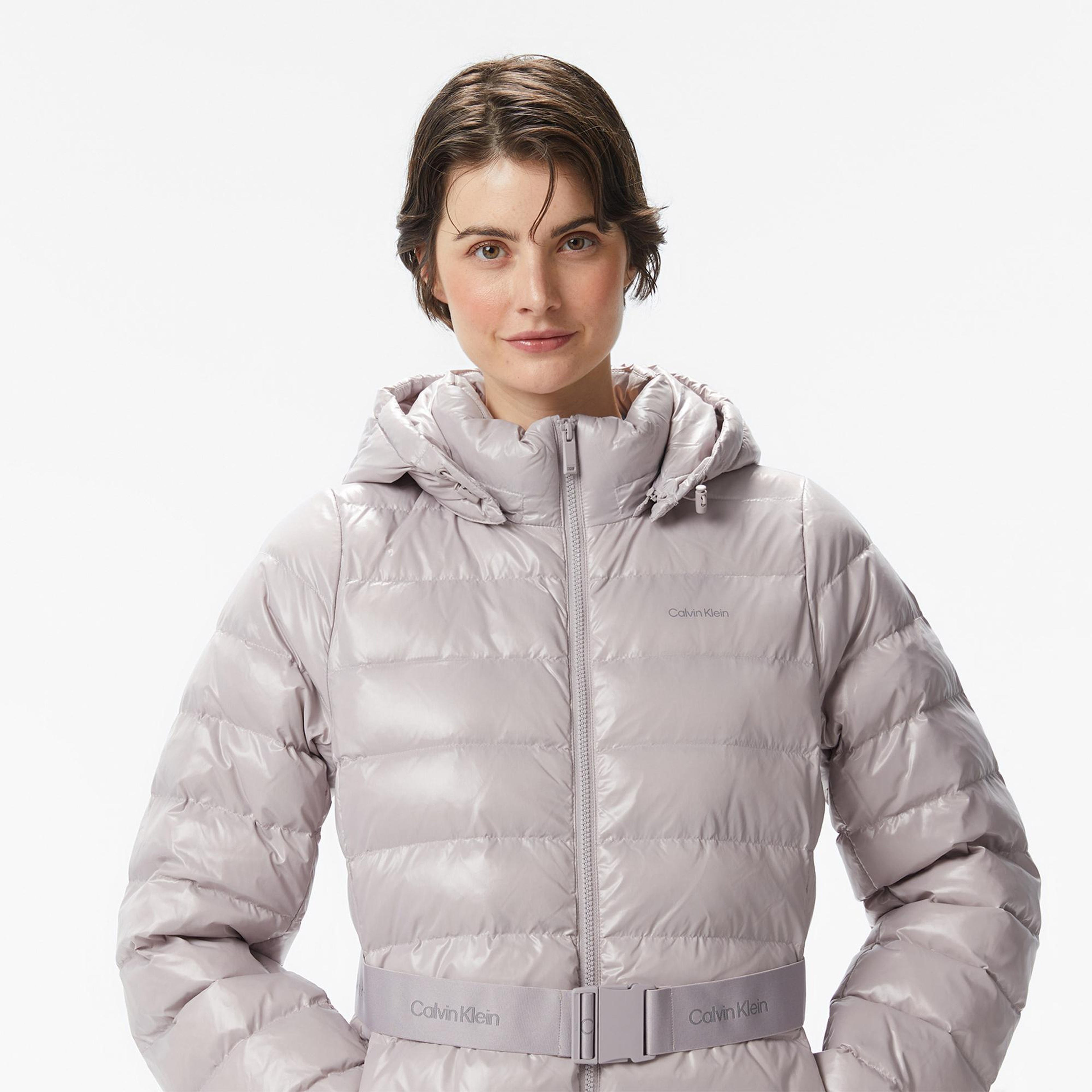 Calvin Klein Belted Lightweight Puffer Kadın Gri Mont