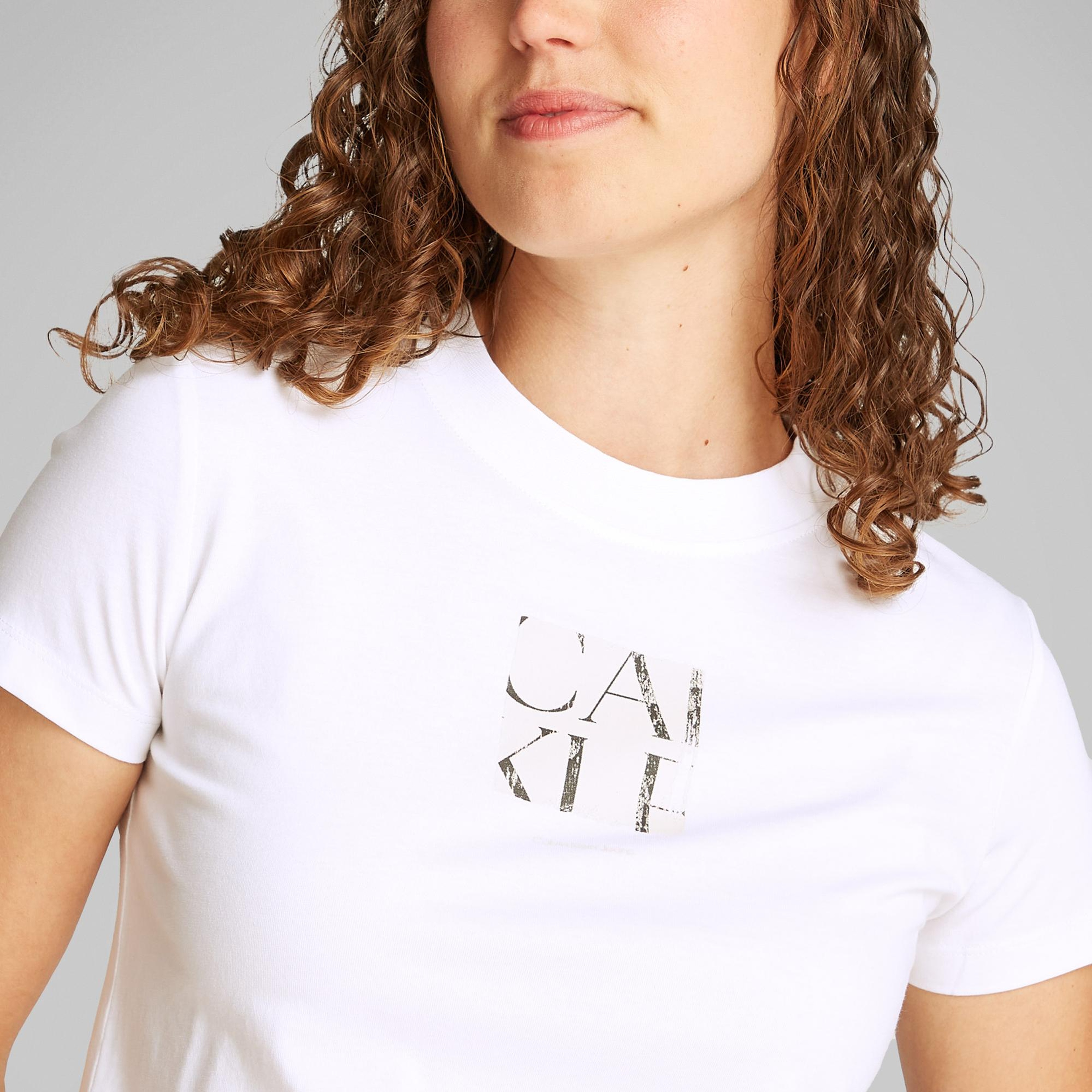 Calvin Klein Front Photo Graphic Baby Kadın Beyaz T-Shirt