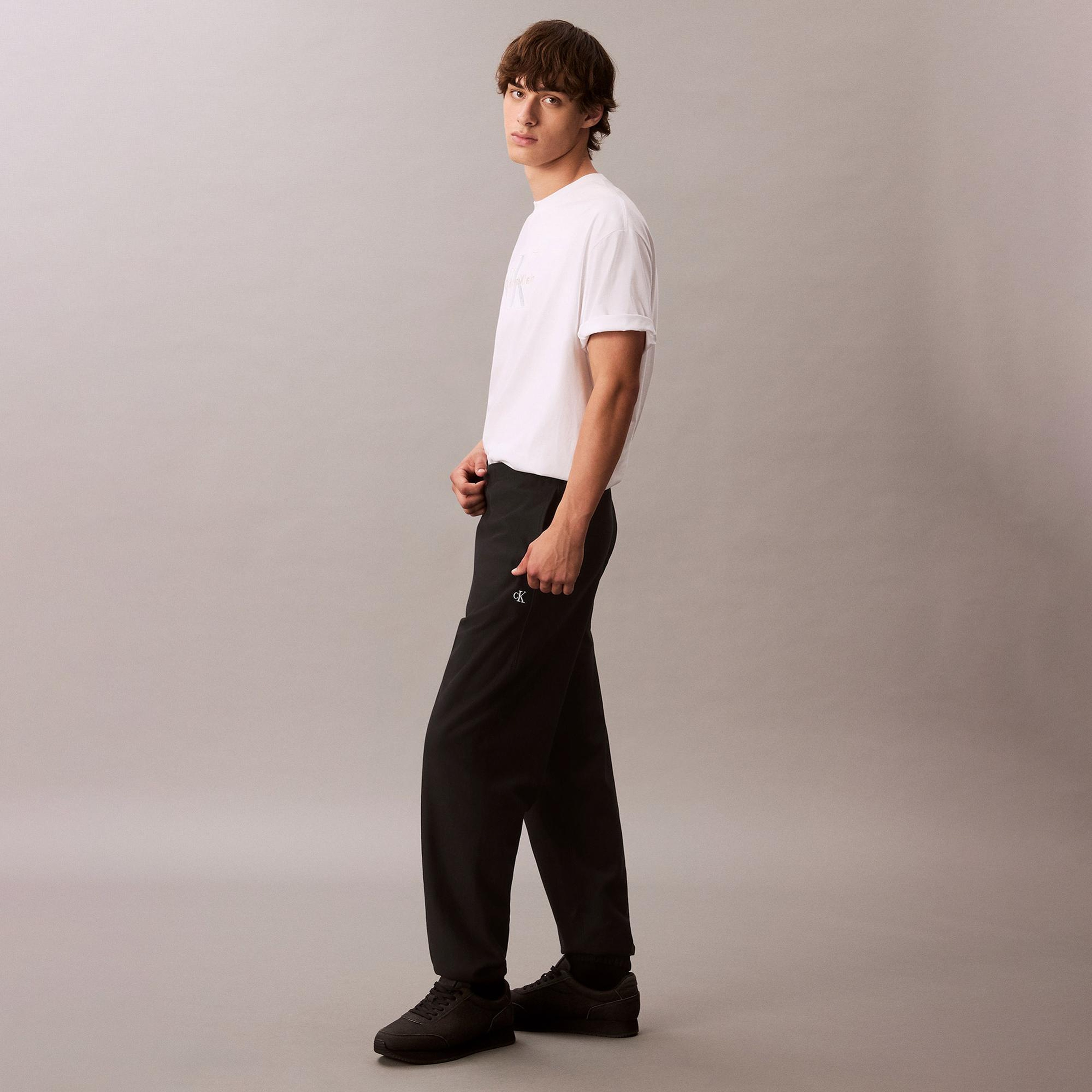 Calvin Klein Premium Terry Monogram Jogger Erkek Siyah Eşofman Altı
