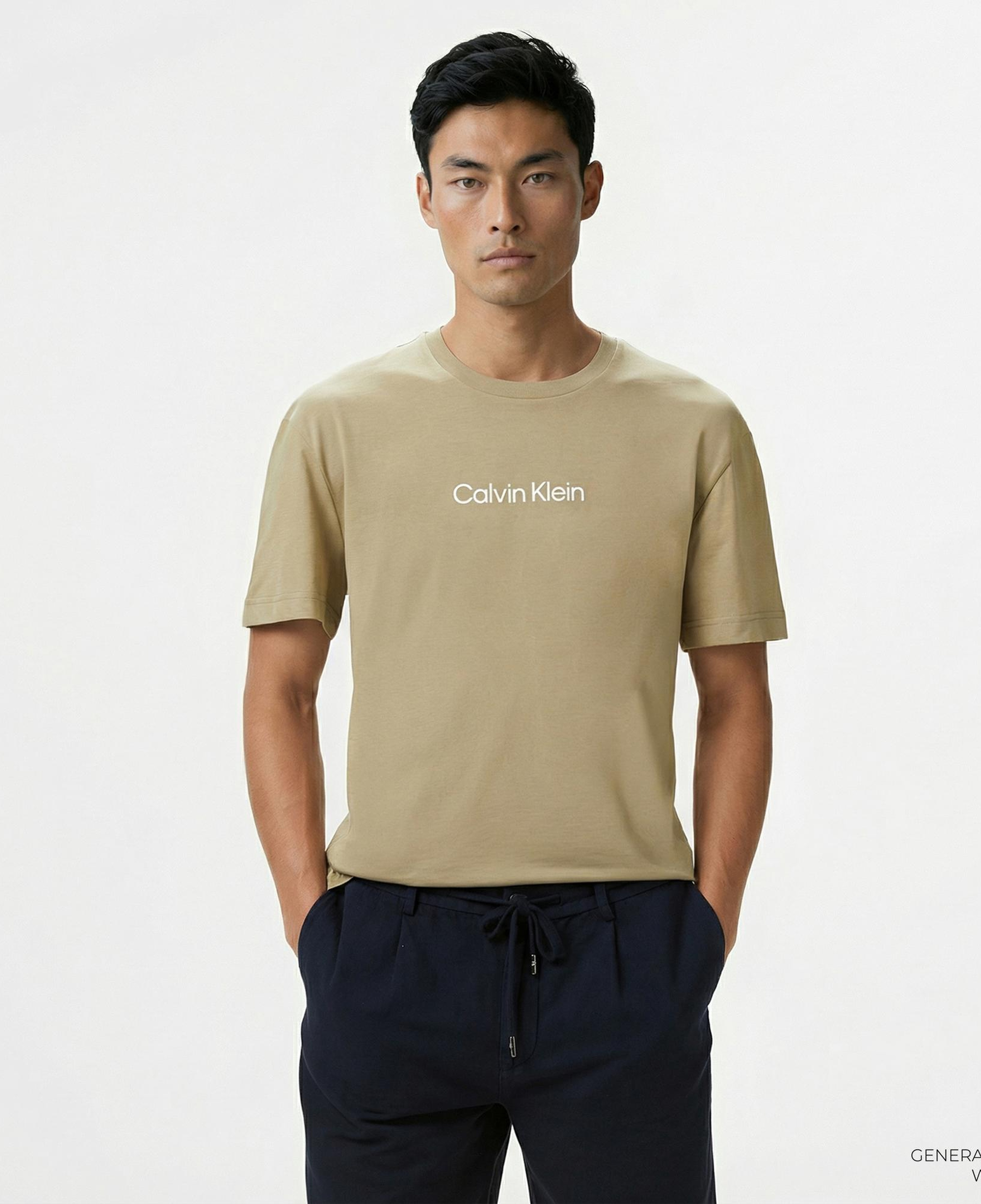 Calvin Klein Hero Logo Comfort Erkek Bej T-Shirt