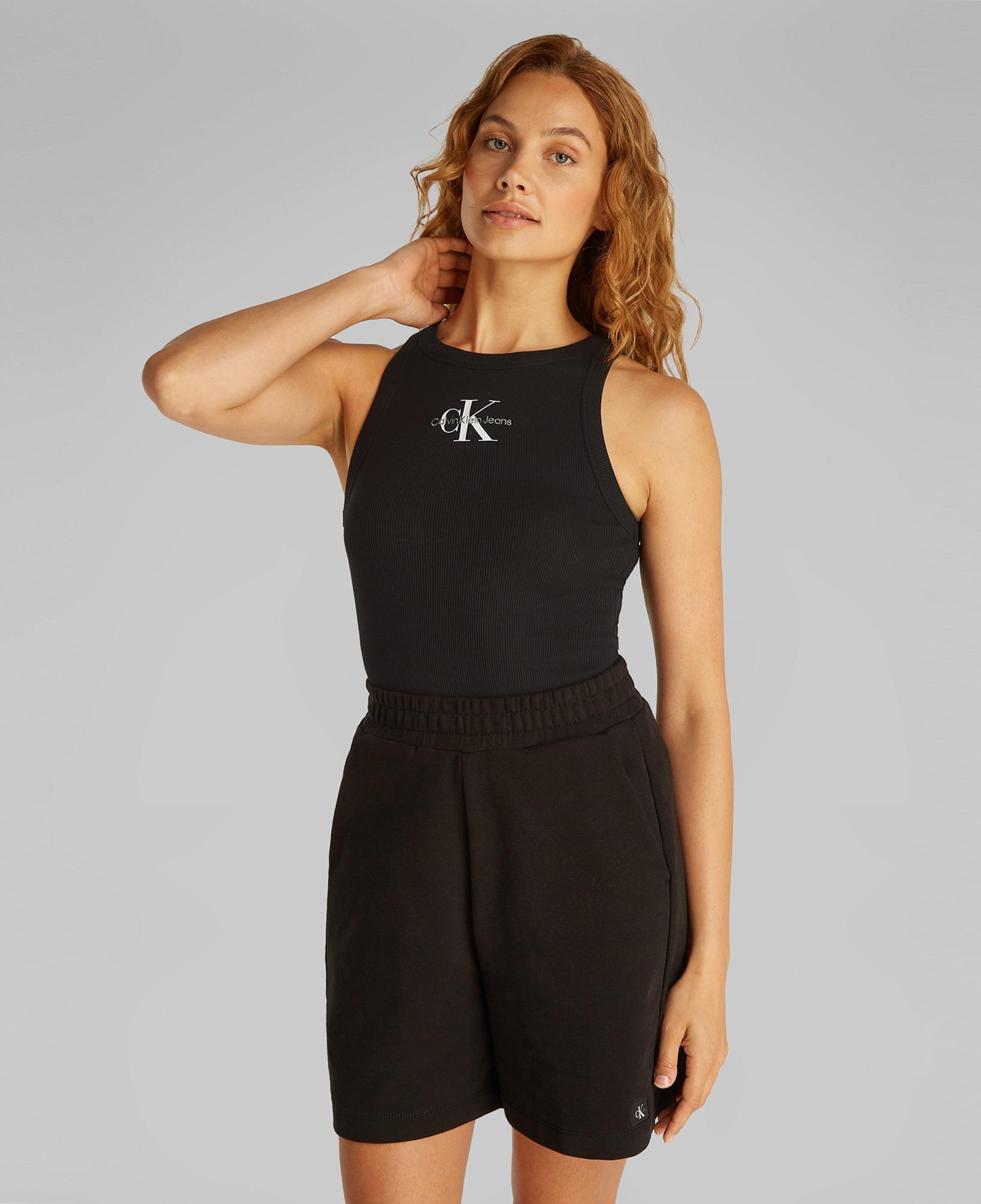 Calvin Klein Monologo Tank Kadın Siyah Kolsuz T-Shirt
