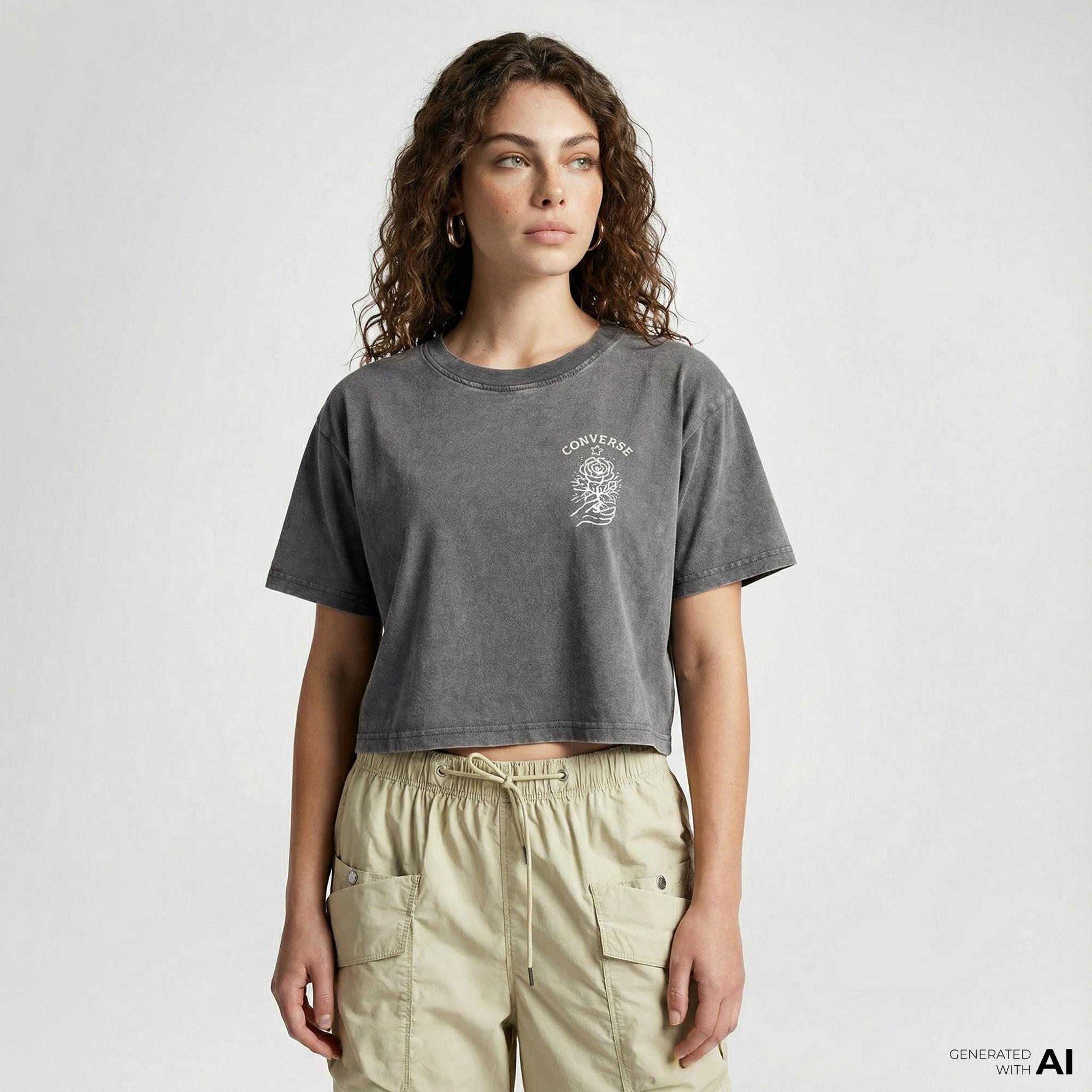 Converse Kadın Siyah T-Shirt