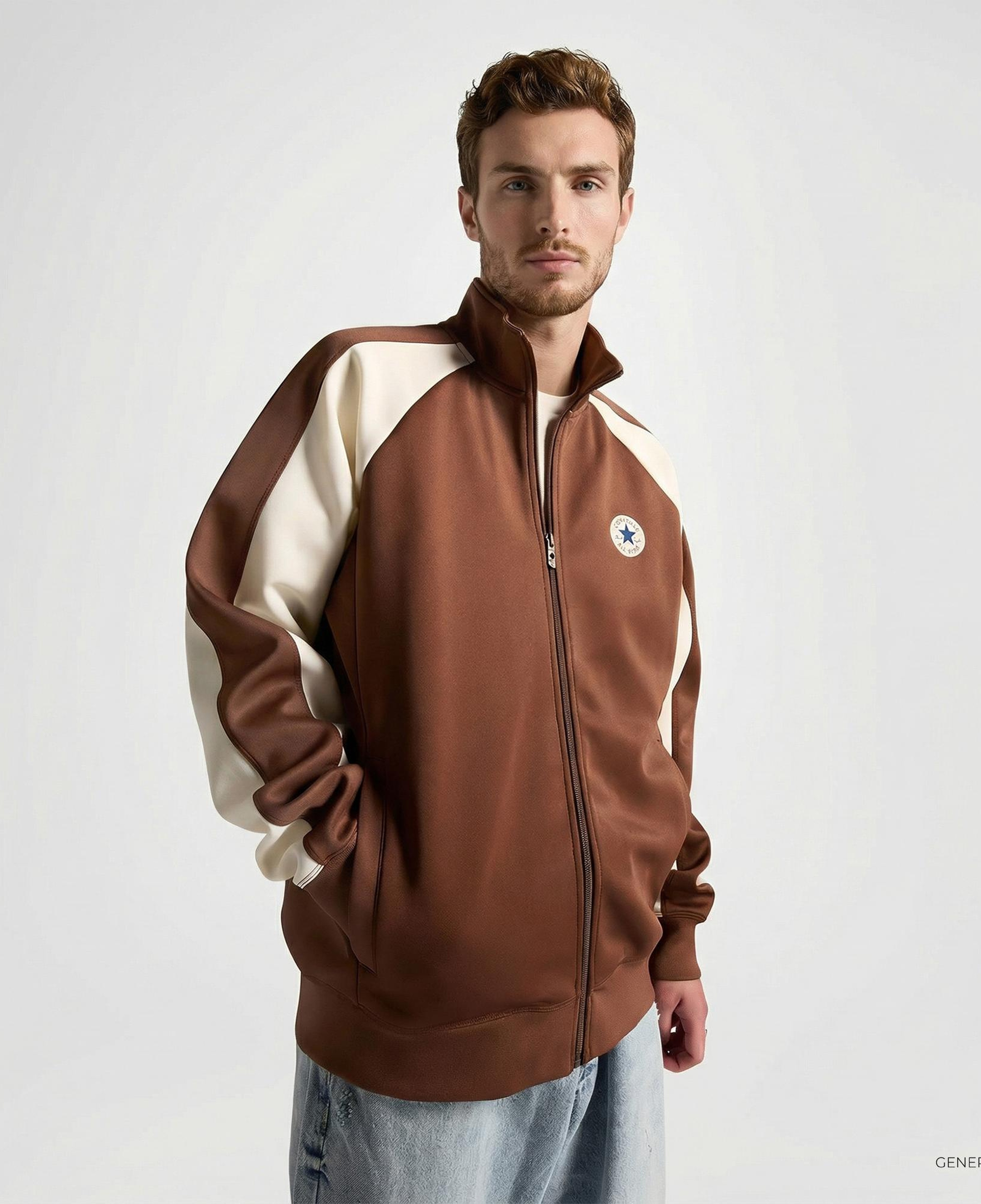 Converse Erkek Renk Bloklu Kahverengi Eşofman Üstü