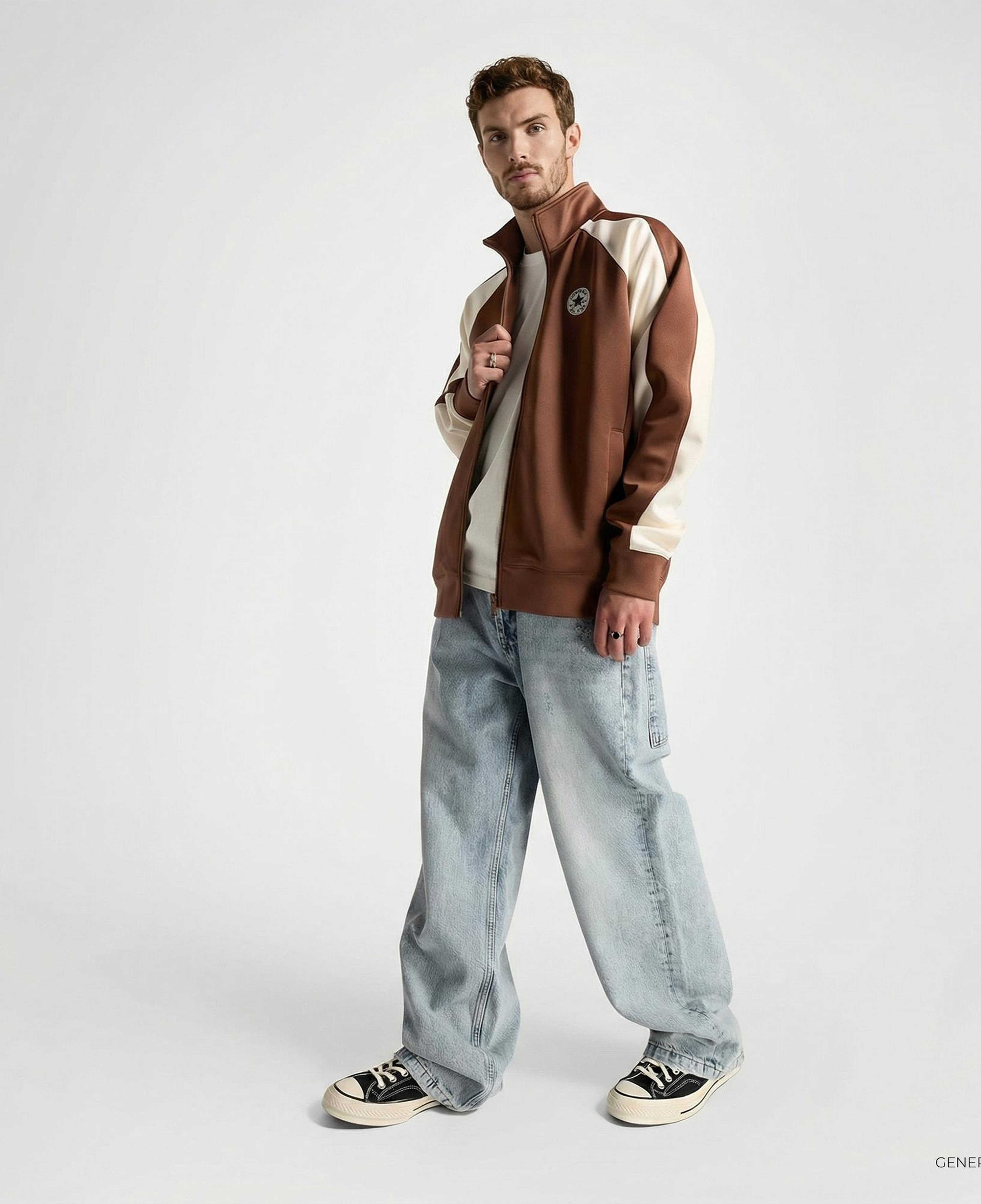 Converse Erkek Renk Bloklu Kahverengi Eşofman Üstü